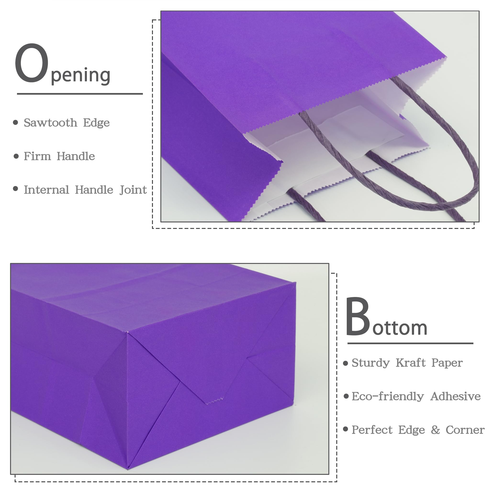AZOWA Small Kraft Paper Gift Bags with Handles - 5 x 3.1 x 8.2 Inches, Purple (12 Pack) - Perfect for Party Favors, Wedding Gifts, Birthday Presents & Retail Packaging