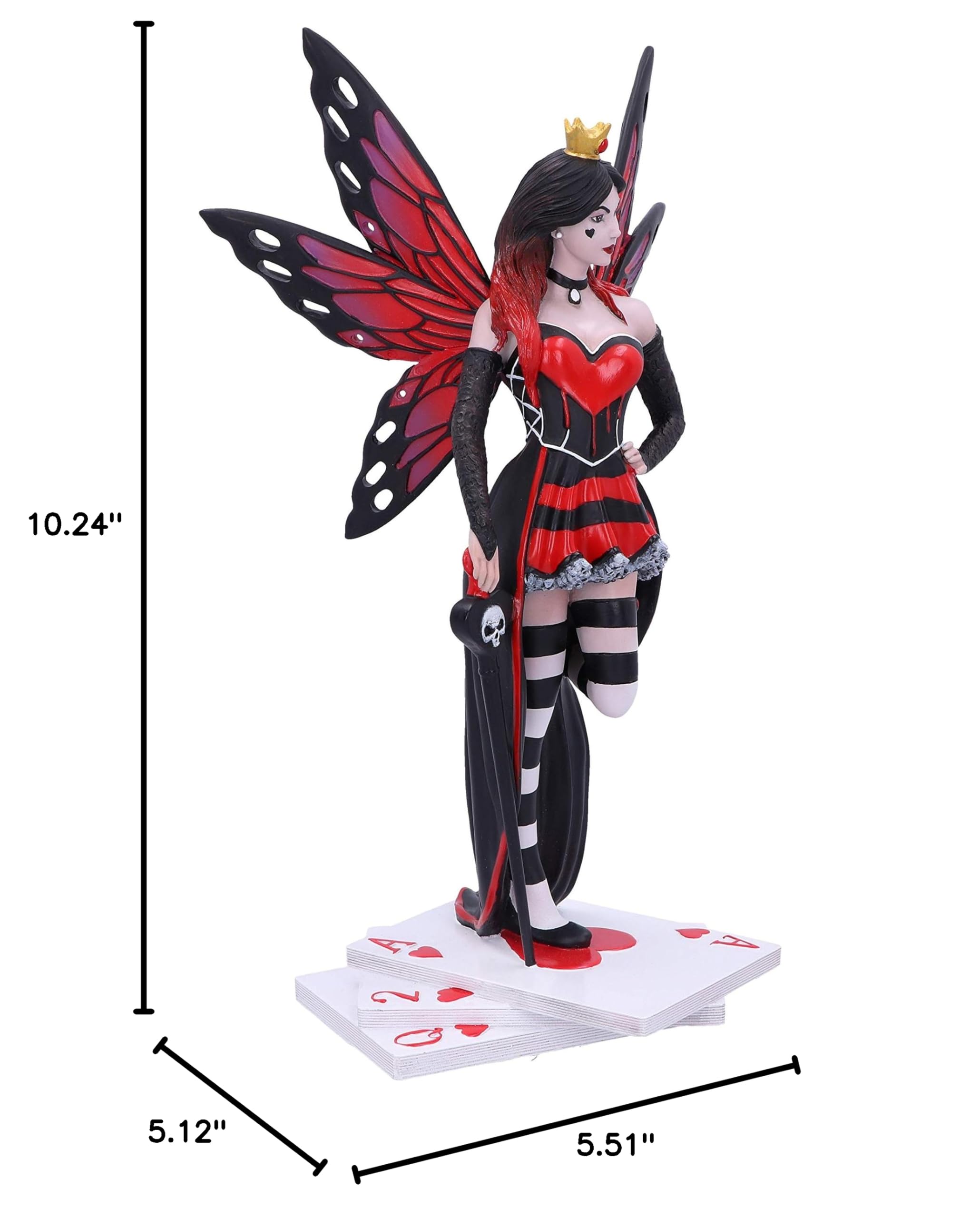 Nemesis Now Alice in Wonderland Queen of Hearts Fairy Figurine - 10.2 Inch Red Card Themed Collectible Statue - Perfect for Home Decor, Gift for Fantasy Lovers & Disney Fans