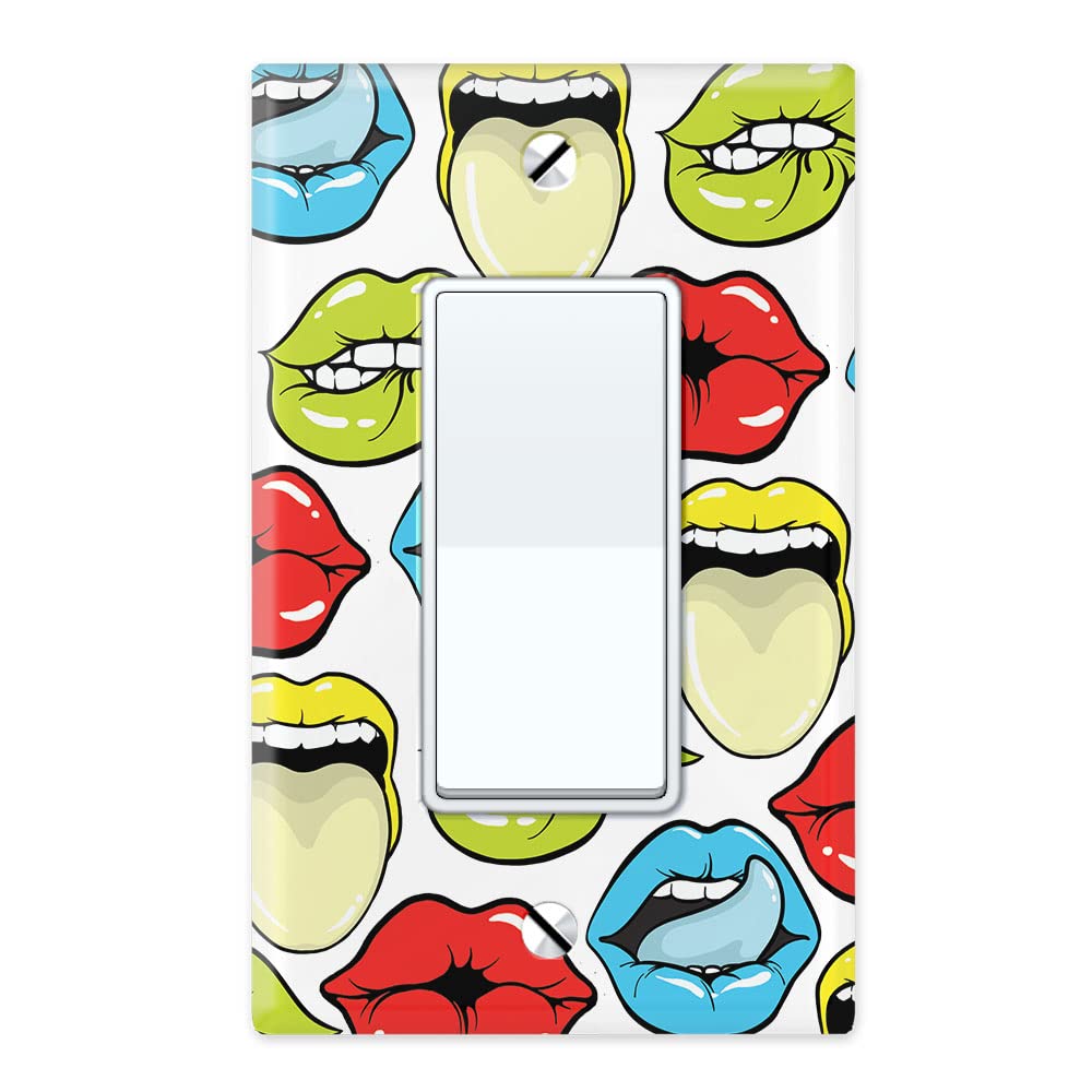 WIRESTER Single Gang Decorator Light Switch Plate - Pop Art Lips Design Wall Plate Cover | Stylish Home Decor for Living Room, Bedroom & Office