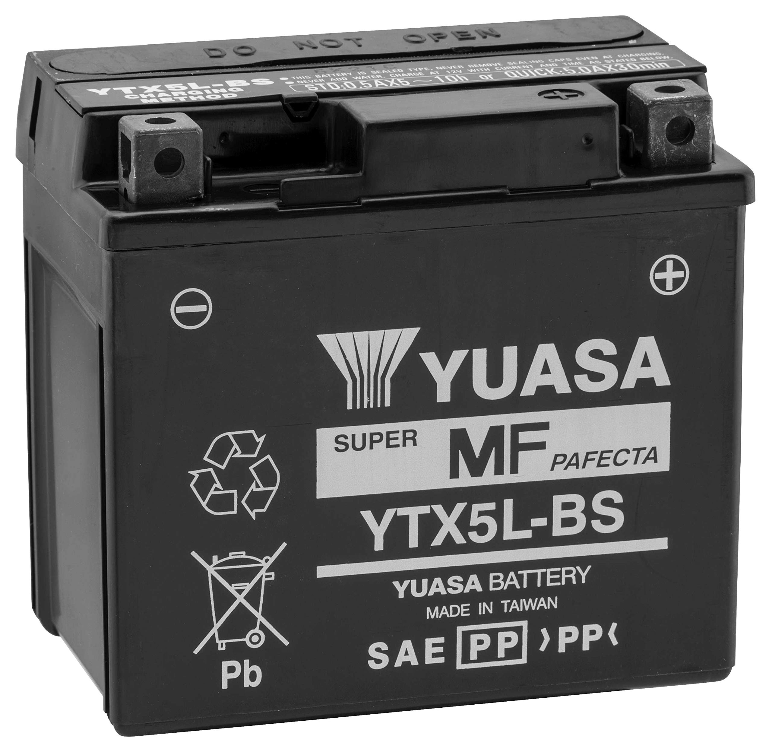 Yuasa AGM Maintenance Free Battery YTX5L-BS - Compatible with ATV, Motorcycle & Powersports - Long Lasting, Spill-Proof Design - Perfect for Off-Road Adventures & Outdoor Power Equipment