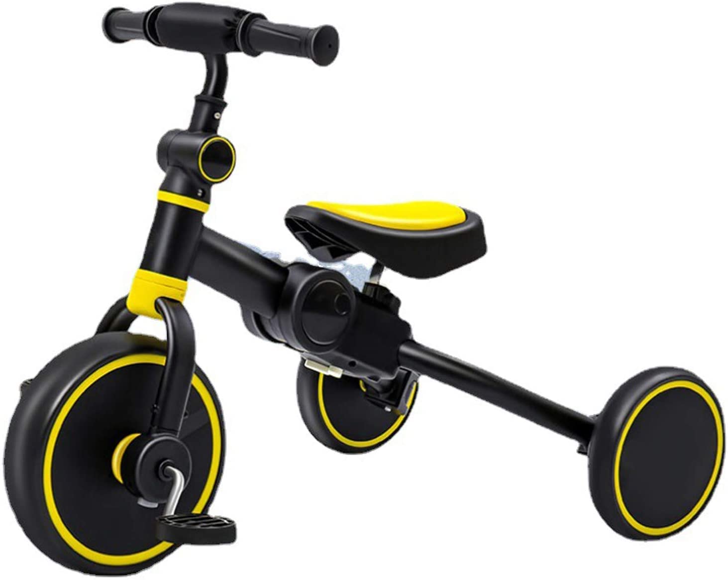 Best 3-Wheel Stroller Wagon & Kids Tricycle - Foldable Scooter with Adjustable Seat | Perfect Gift for 1+ Year Old Girls (Yellow) | Outdoor Play, Park Rides & Backyard Fun