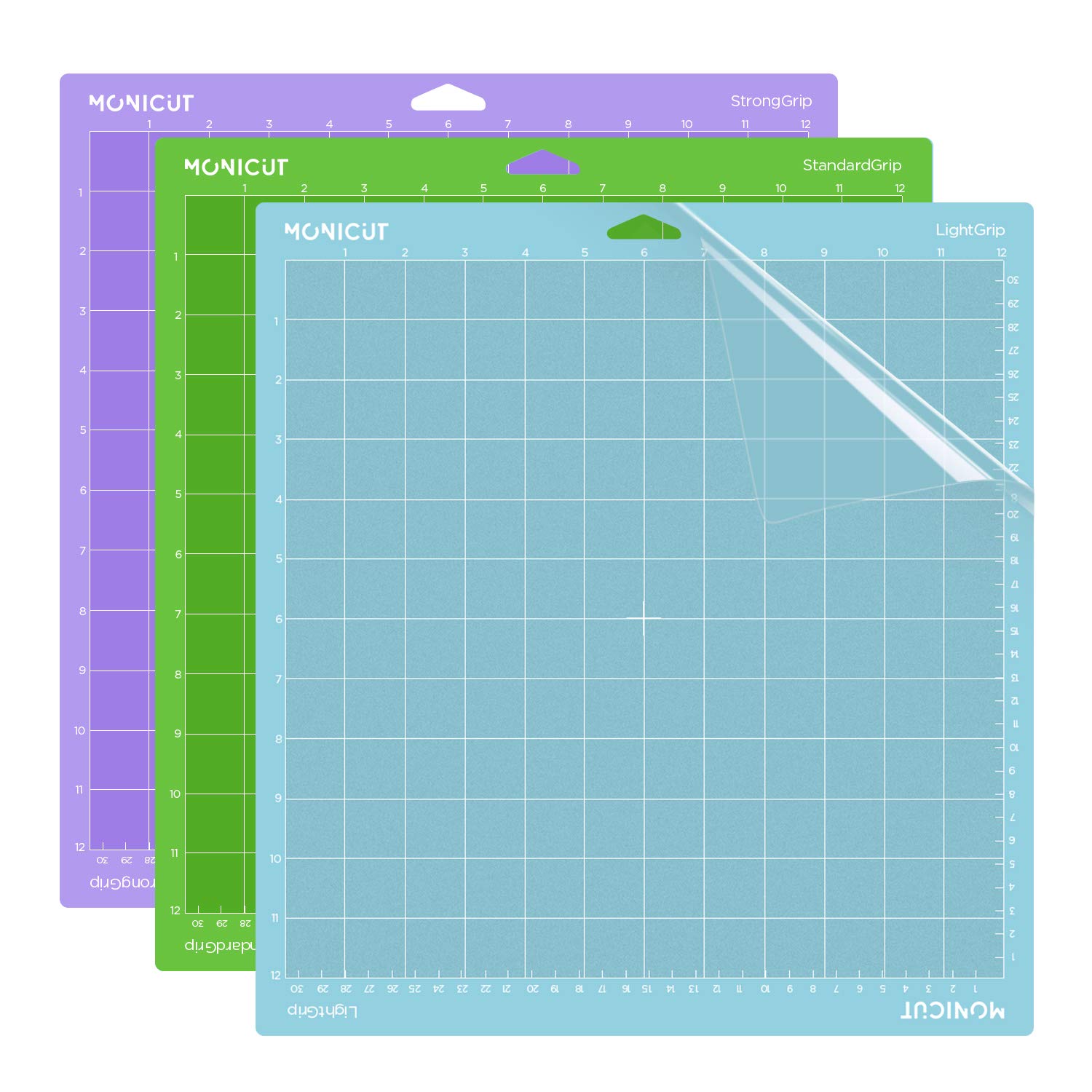 **Monicut 12x12 Cutting Mat Set (3-Pack) – Compatible with Cricut Maker 3, Maker, Explore 3, Air 2, Air & One – LightGrip, StandardGrip, StrongGrip – Non-Slip, Flexible Craft Mats for Quilting, Sewing & DIY Projects – Perfect for Vinyl Cutting, Scrapbooking & Home Decor**