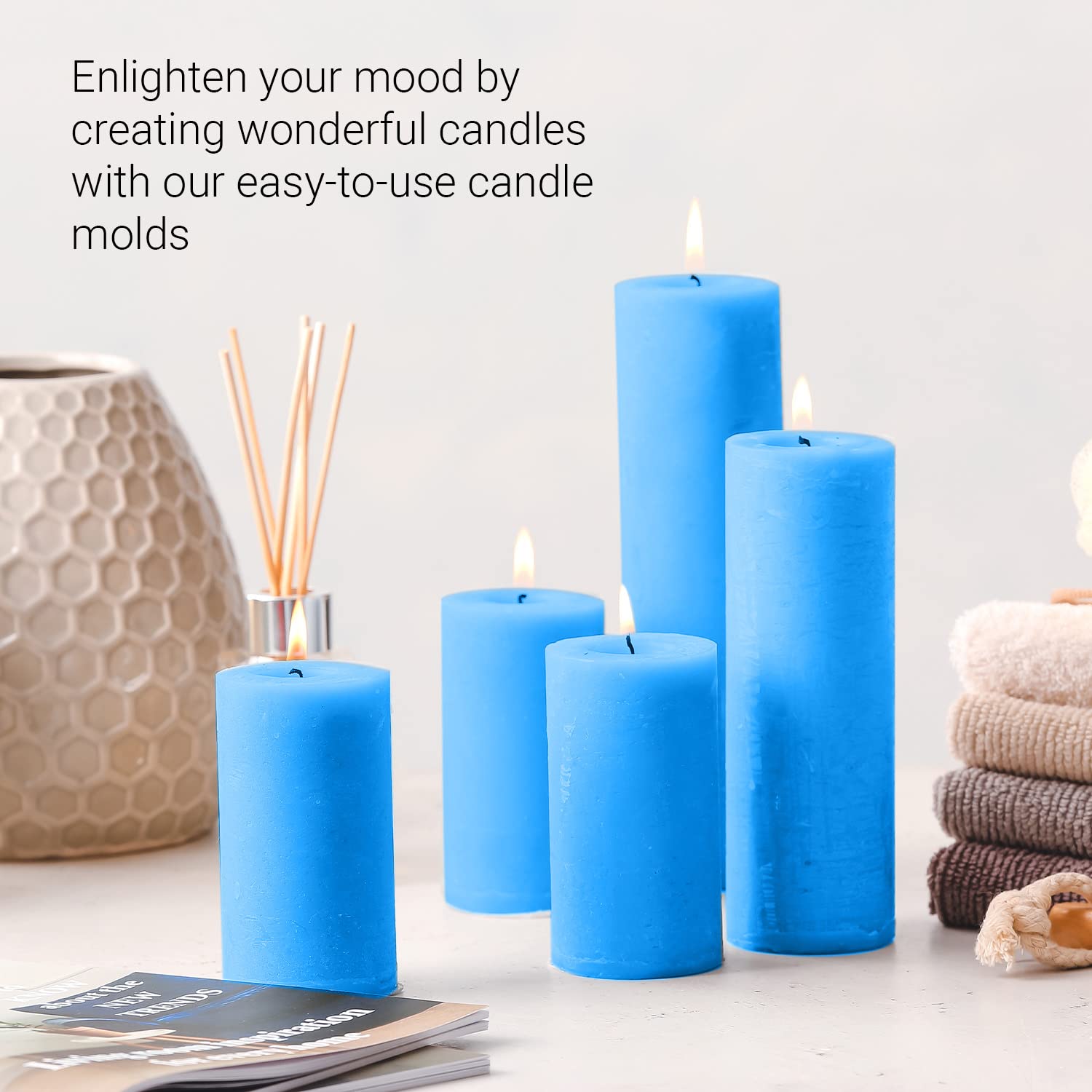 Premium Cylinder Candle Molds Set of 4 - Reusable Plastic Candle Making Supplies for DIY Soy Wax, Beeswax, and Paraffin Candles - Perfect for Home Decor, Gifts, and Relaxation Therapy