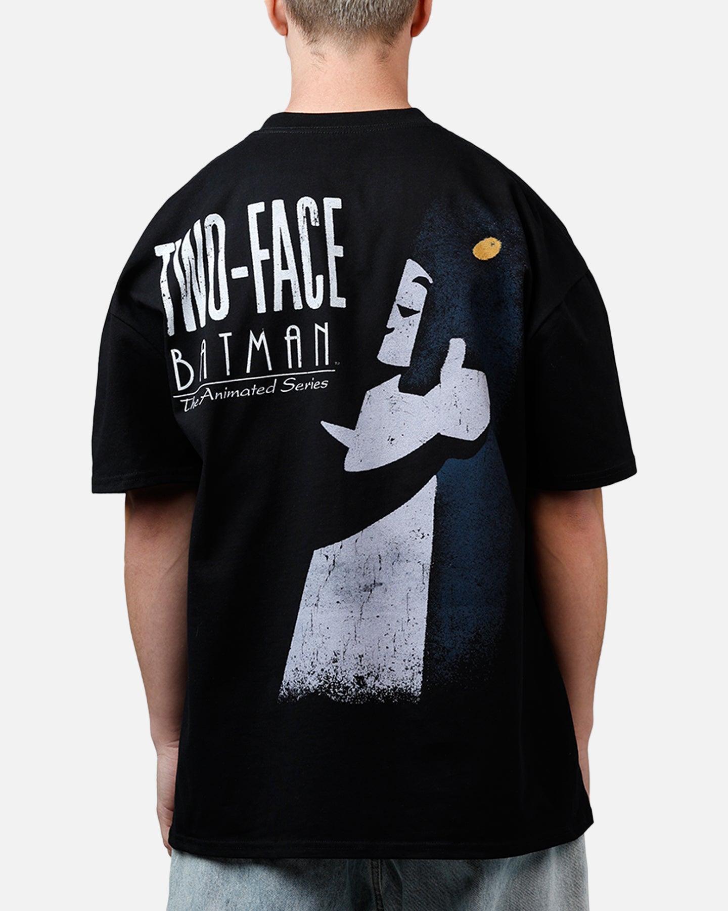 DC Batman Two-Face Heavyweight Graphic T-Shirt for Men - Black Cotton Vintage Tee - Perfect for Cosplay, Comic Con & Casual Wear