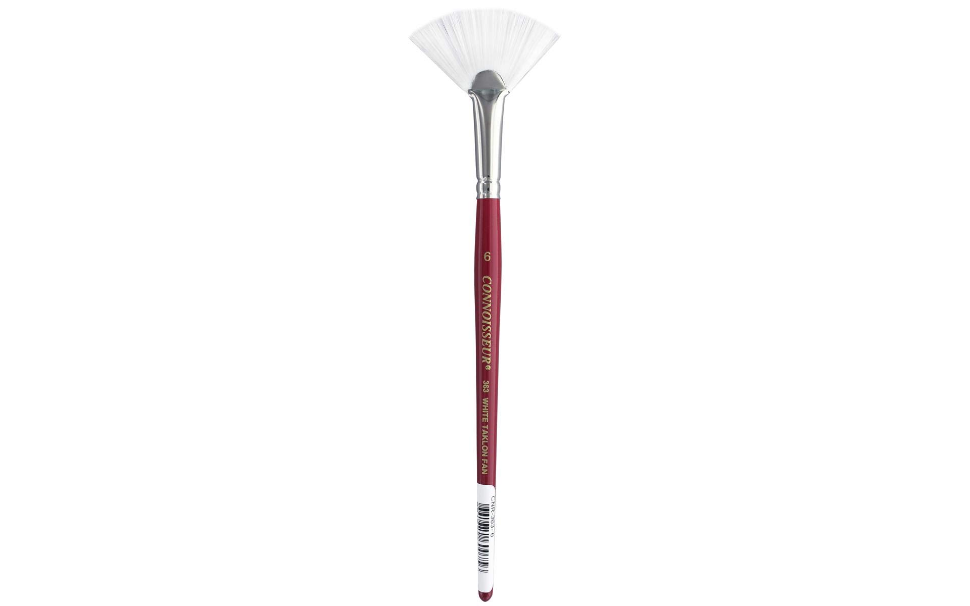 Premium White Taklon Short Fan Brush #6 - Professional Artist Paint Brush for Acrylic, Oil & Watercolor Painting - Perfect for Blending, Texturing & Detailing in Fine Art & Craft Projects