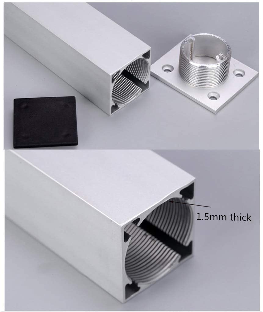 Adjustable Metal Table Legs 12cm - 4pcs Square Aluminum Alloy Furniture Feet for Sofa, Desk, Bed & Cabinets - Durable Replacement Risers for Home & Office Furniture