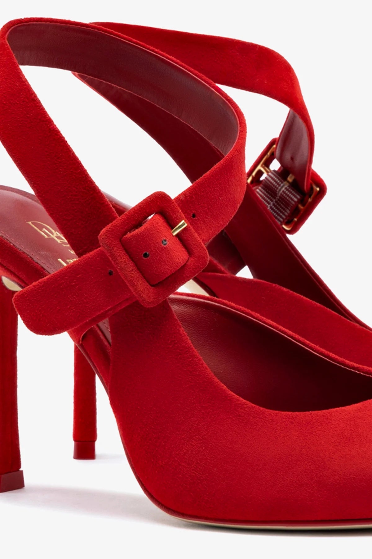 Deena By Larroudé Women's Red Suede Pumps - Elegant High Heel Shoes for Office, Party & Special Occasions