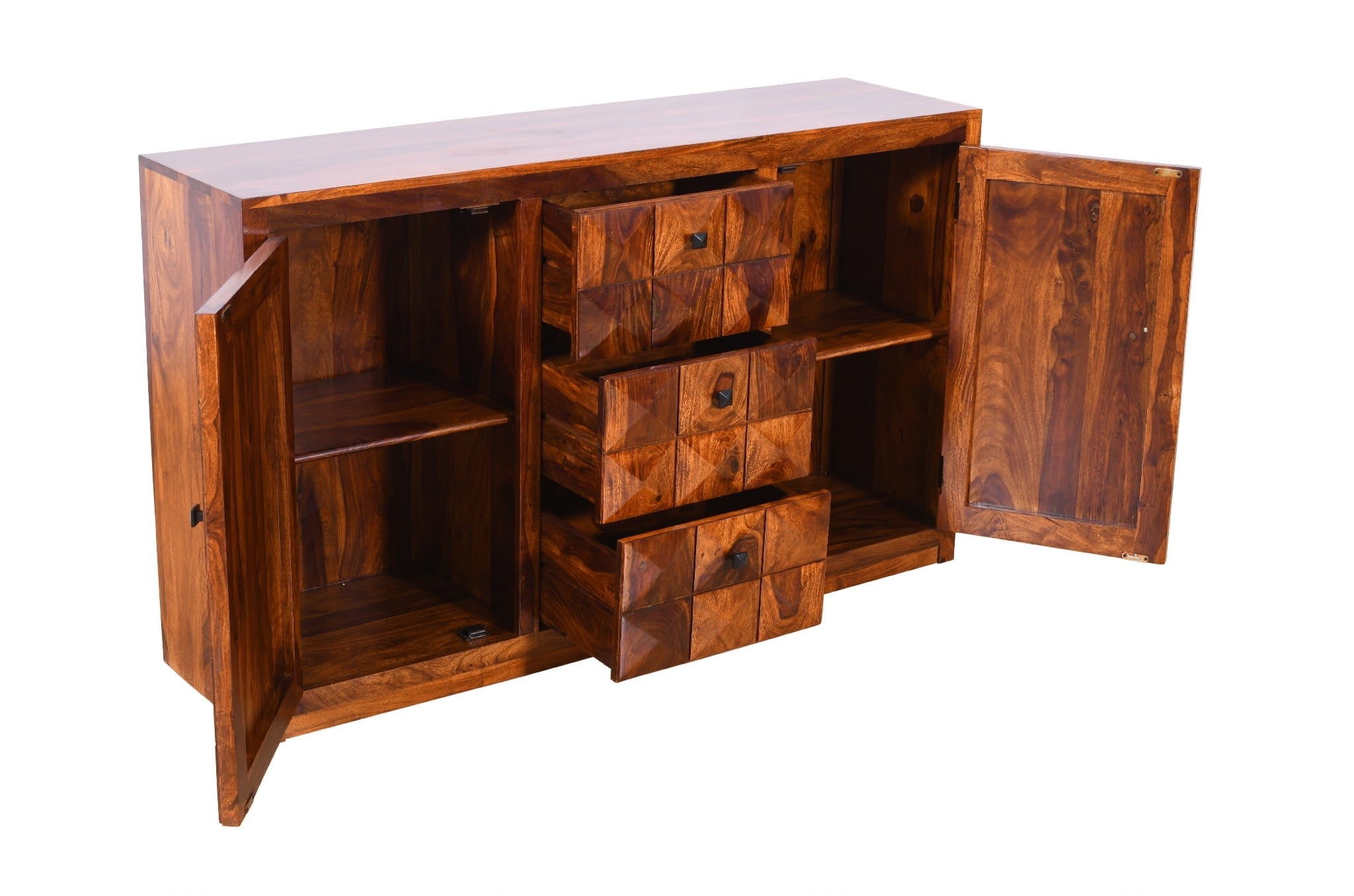 Premium Solid Sheesham Wood Sideboard Buffet Hutch - 71
