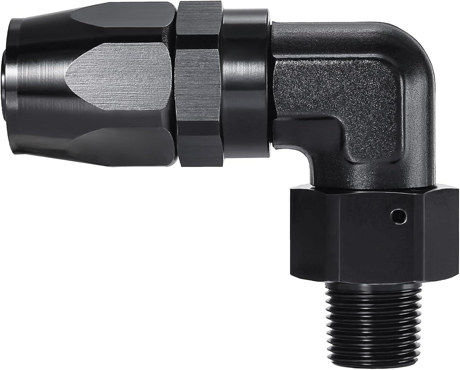 EVIL ENERGY NPT Male to AN 90 Degree Swivel Hose End Fitting Adapter for CPE Braided Fuel Line - Perfect for Automotive Fuel Systems, Hydraulic Lines & Performance Upgrades