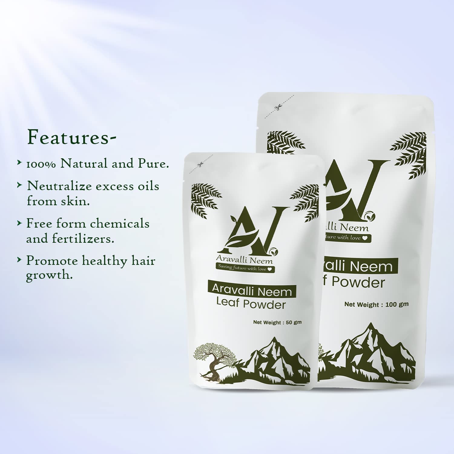 Organic Neem Leaf Powder 100g - 100% Pure & Natural for Face, Skin & Hair Growth | USDA Certified | Ayurvedic Herbal Remedy for Acne, Dandruff & Scalp Care | Vegan, Cruelty-Free | Perfect for DIY Beauty & Hair Masks
