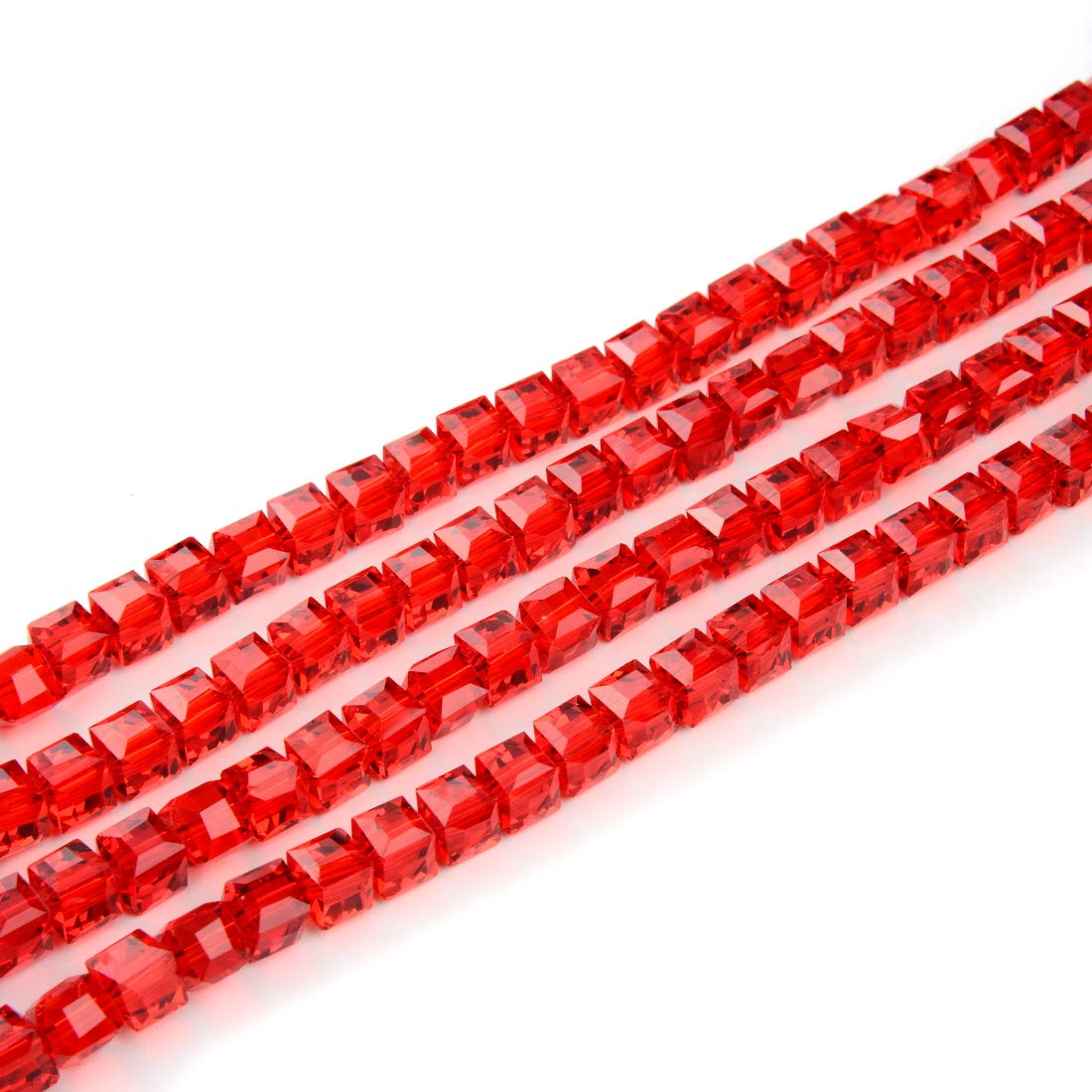Czech Faceted Cube Crystal Glass Beads 6mm (0.24 Inch) - 95-98pcs Light Siam Red Loose Spacer Beads for DIY Jewelry Making, Bracelets, Necklaces & Craft Projects - Premium Quality Glass Beads for Jewelry Designers & Craft Enthusiasts