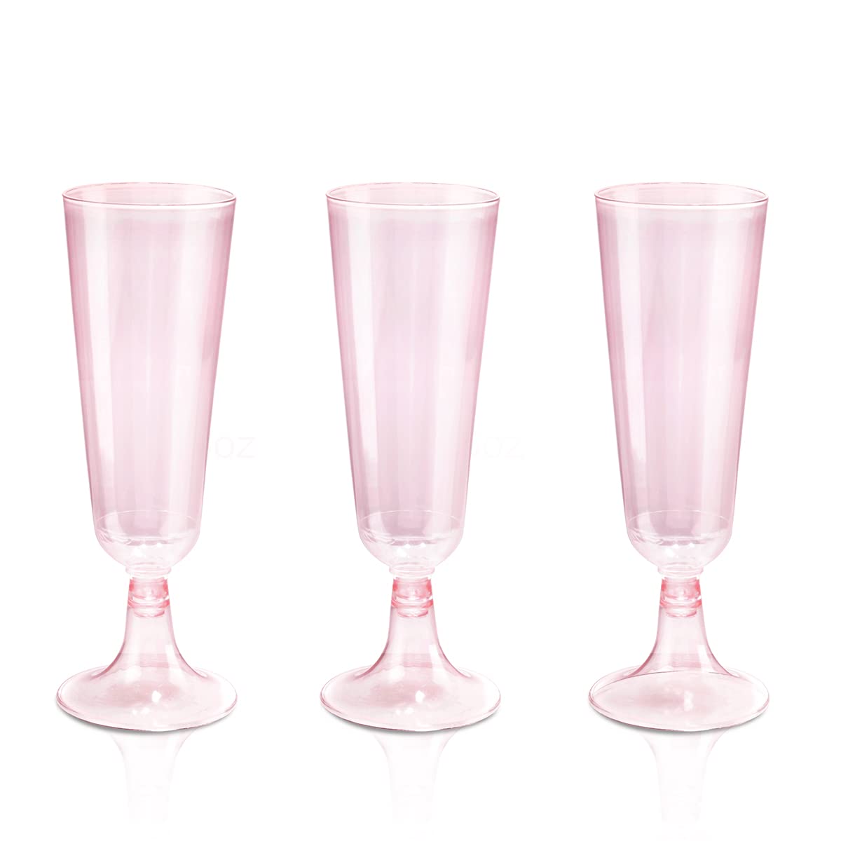 60 Pack Pink Plastic Champagne Flutes Disposable - 5 oz Plastic Champagne Glasses for Weddings, Bridal Showers & Valentine's Day Parties - Elegant Disposable Cups for Celebrations & Events