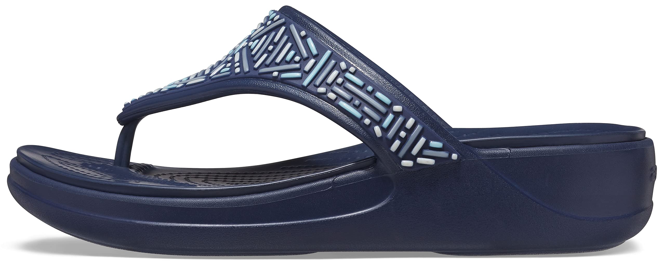 Crocs Women's Monterey Embellished Wedge Flip Flops - Comfortable Summer Sandals with Rhinestone Decorations for Beach, Pool, and Casual Outings