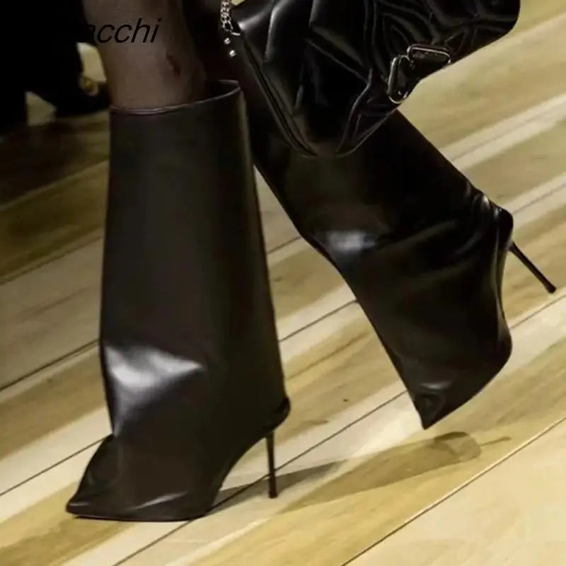 2025 Runway Women's Knee High Boots - Fashionable Slim Heel Red Boots for Women | British Style Botas De Mujer | Perfect for Office Wear, Night Out & Fashion Shows