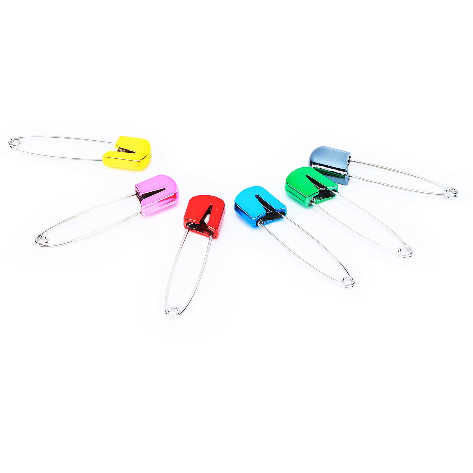 Stainless Steel Diaper Pins with Plastic Safety Locks - 6 Colorful Nappy Sewing Pins for Baby & Adult Cloth Diapers - Secure Fabric Fasteners for Knitting, DIY & Traditional Diaper Use