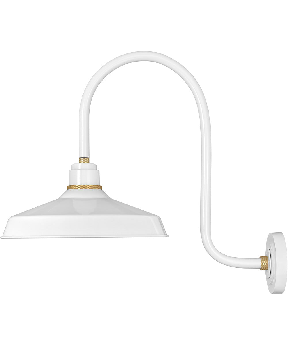 Large Tall Gooseneck Outdoor Barn Light in Gloss White - Durable Exterior Wall Sconce for Porch, Garage & Farmhouse Lighting