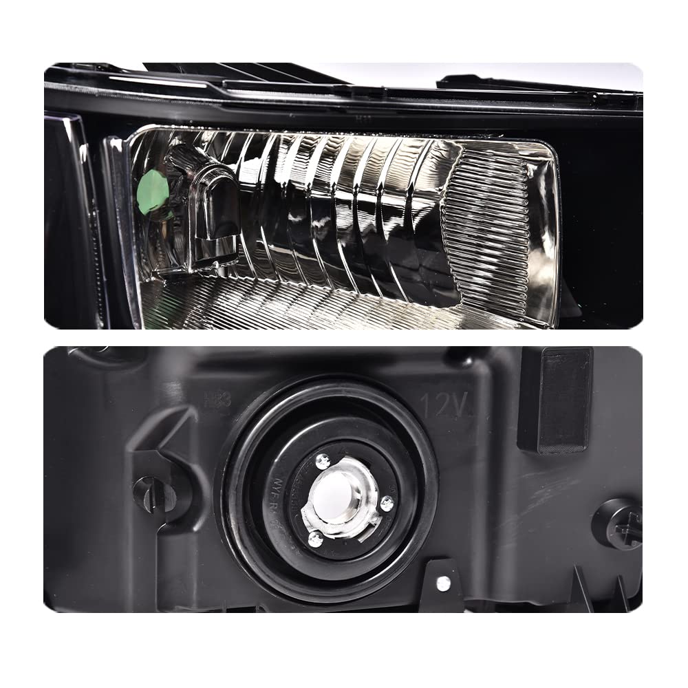 G-PLUS Replacement Headlights for GMC Sierra 1500 2007-2013 & Sierra 2500HD/3500HD 2007-2014 - Black Housing Clear Lens Headlamps (Left & Right Pair) - Perfect for Night Driving & Off-Road Adventures