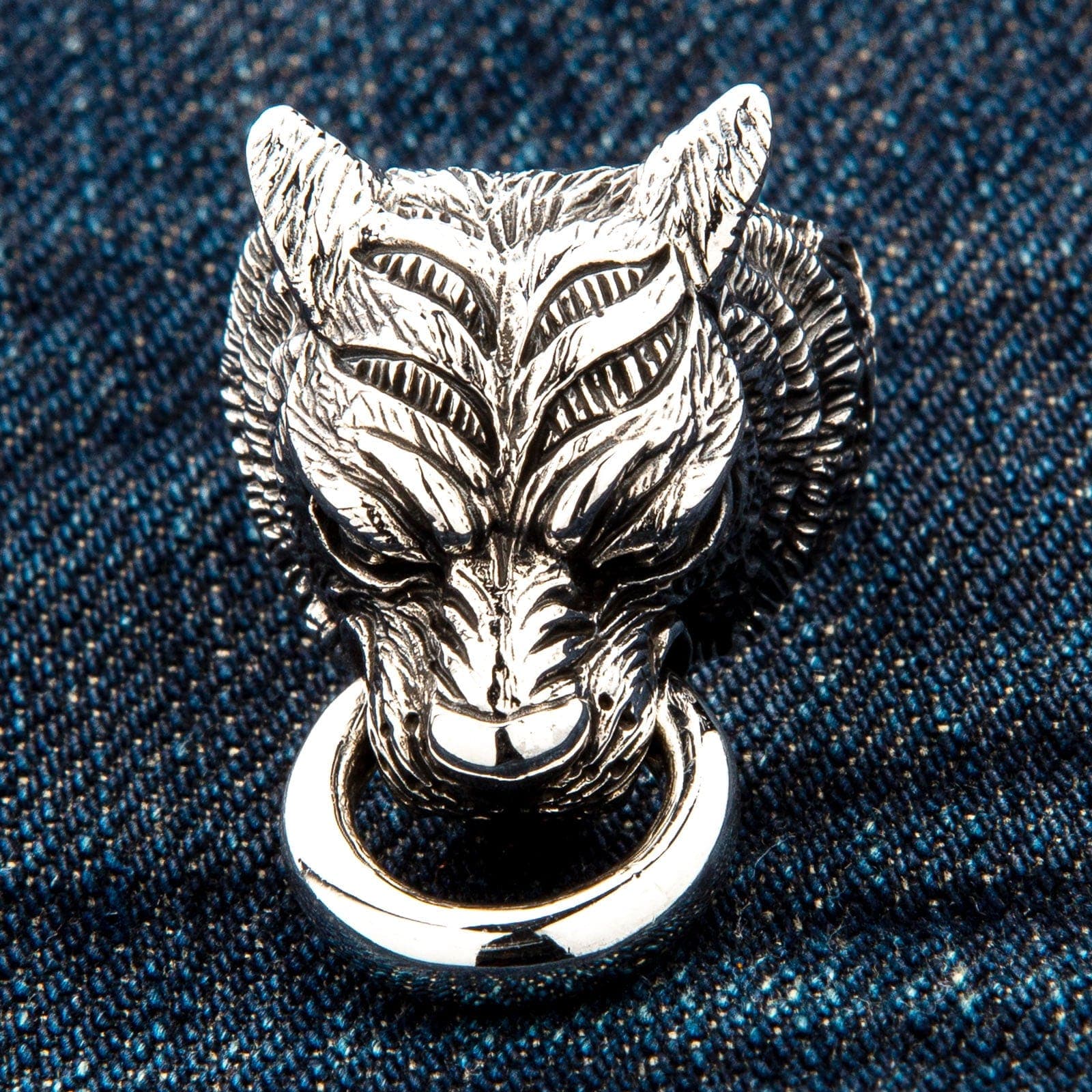 Men's Tiger Head Biker Ring with Bite Ring - 925 Sterling Silver Gothic Punk Jewelry for Motorcycle Enthusiasts & Rock Fashion
