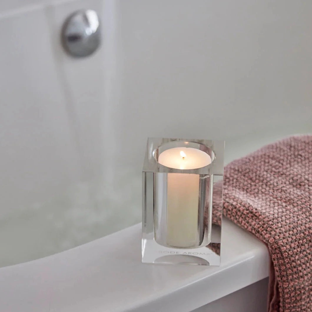Premium Amber Mahogany Scented Candle - 220g Beveled Crystal Glass Jar by Abode Aroma - Perfect for Relaxation, Meditation, Home Decor & Romantic Ambiance