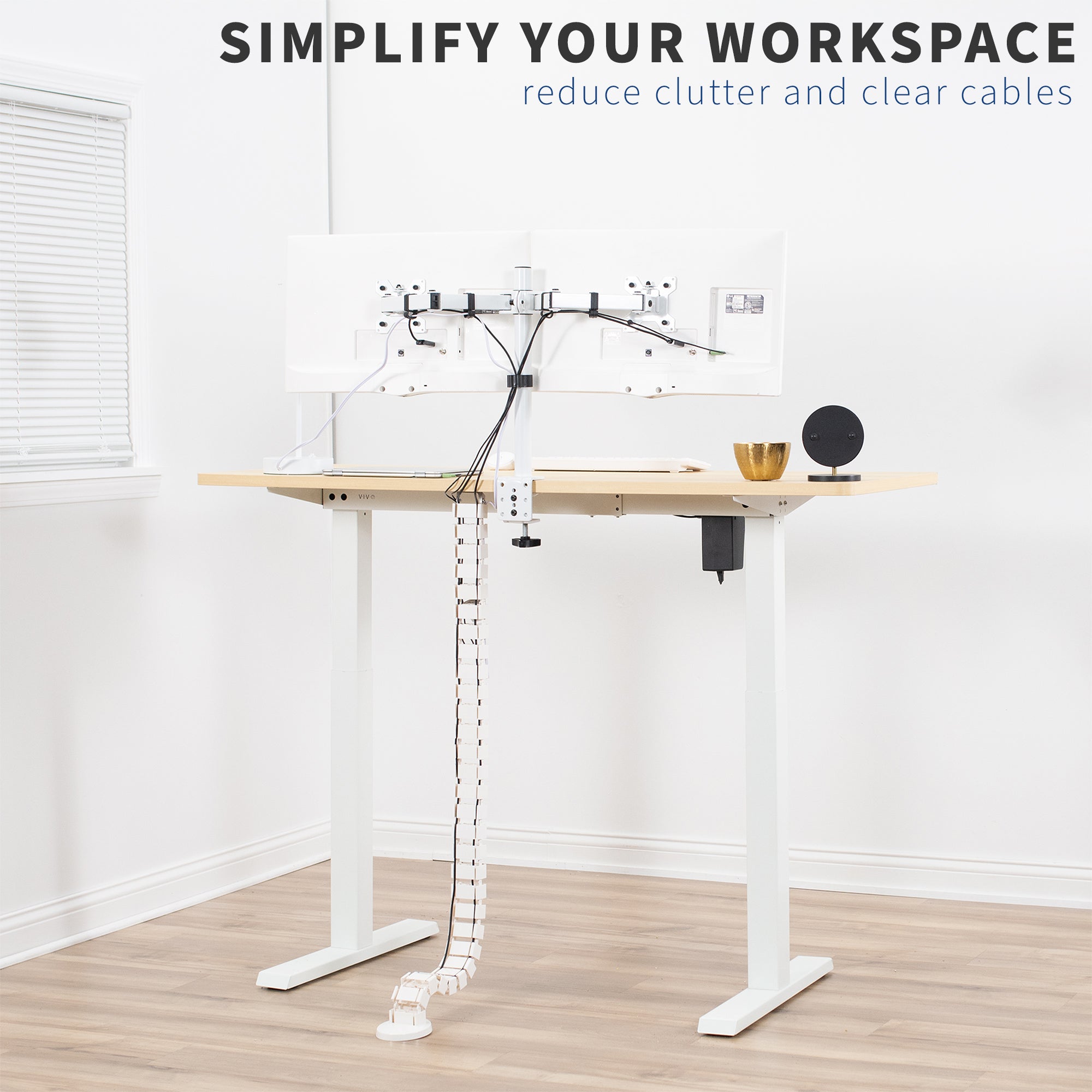 Desk Cable Management Kit - Vertebrae Cable Organizer for Wires & Cords - Perfect for Home Office, Gaming Setup & Workspace Organization