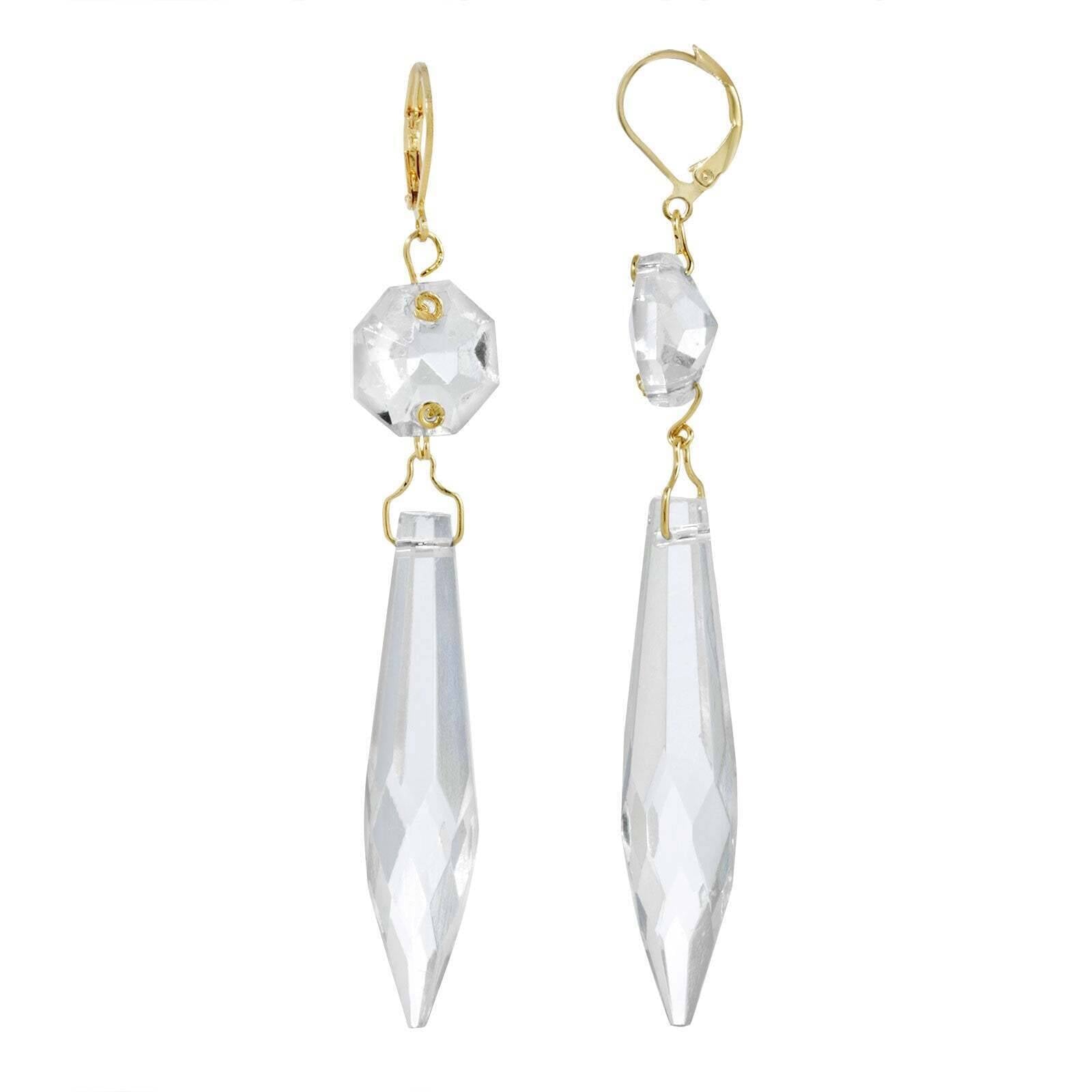 1928 Jewelry Icicle Dreams Crystal Linear Drop Earrings - Elegant Dangling Earrings for Women, Perfect for Parties, Weddings & Evening Events