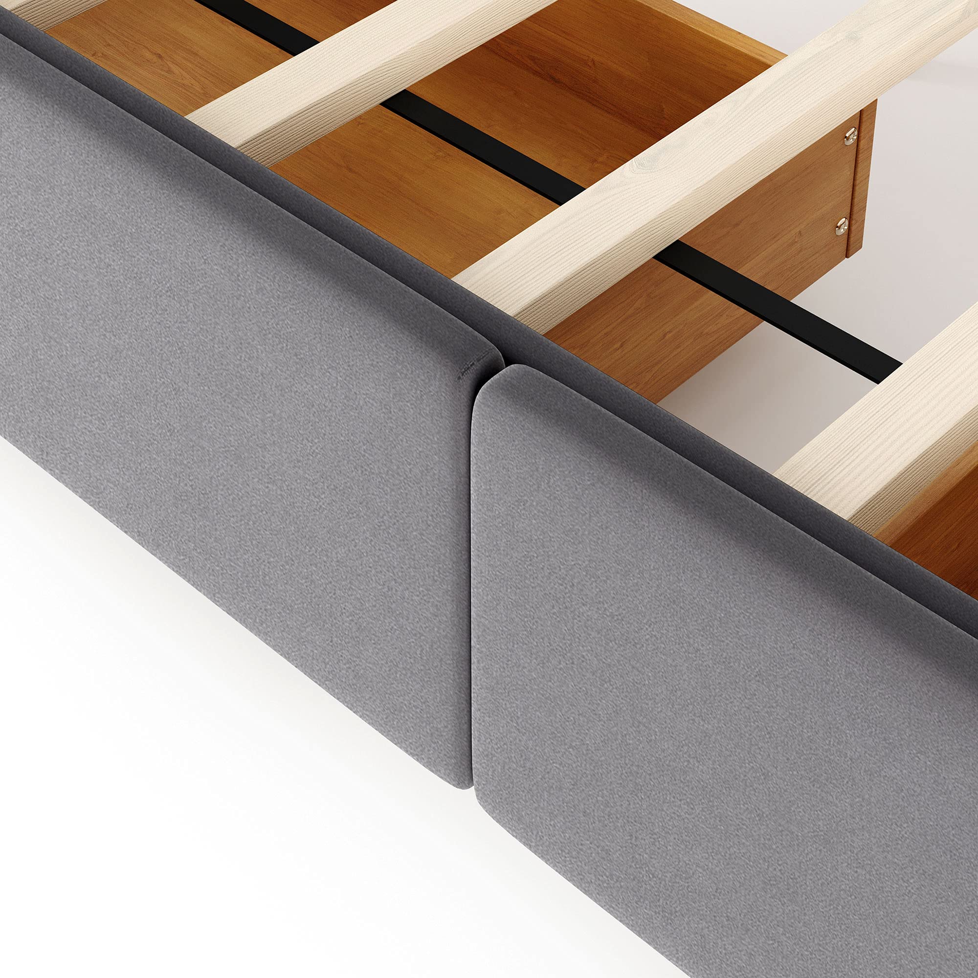 P PURLOVE Queen Size Upholstered Storage Bed Frame with Headboard & 4 Drawers - No Box Spring Needed, Gray Fabric Platform Bed for Modern Bedroom - Perfect for Small Space & Guest Room Organization