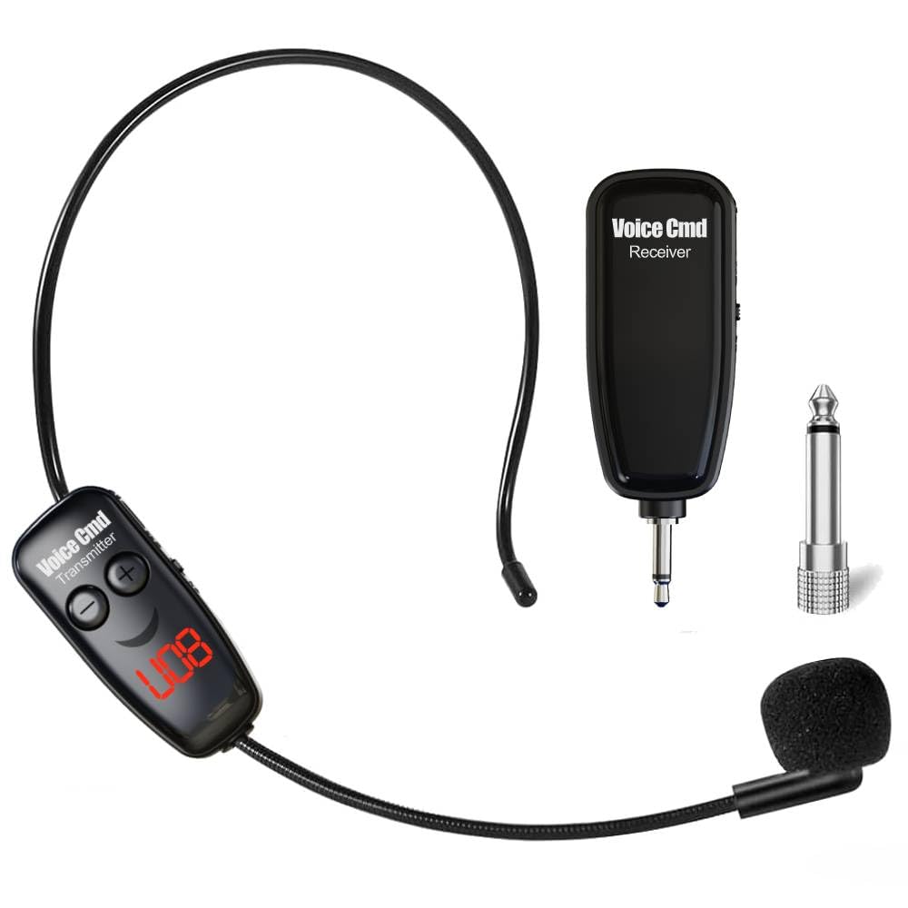 Professional UHF Wireless Microphone Headset System with LCD Screen - 160ft Range, Dual 1/8'' & 1/4'' Plug Options for Headset or Handheld Use - Ideal for Public Speaking, Voice Amplifiers, PA Systems, Church Services & Classroom Teaching