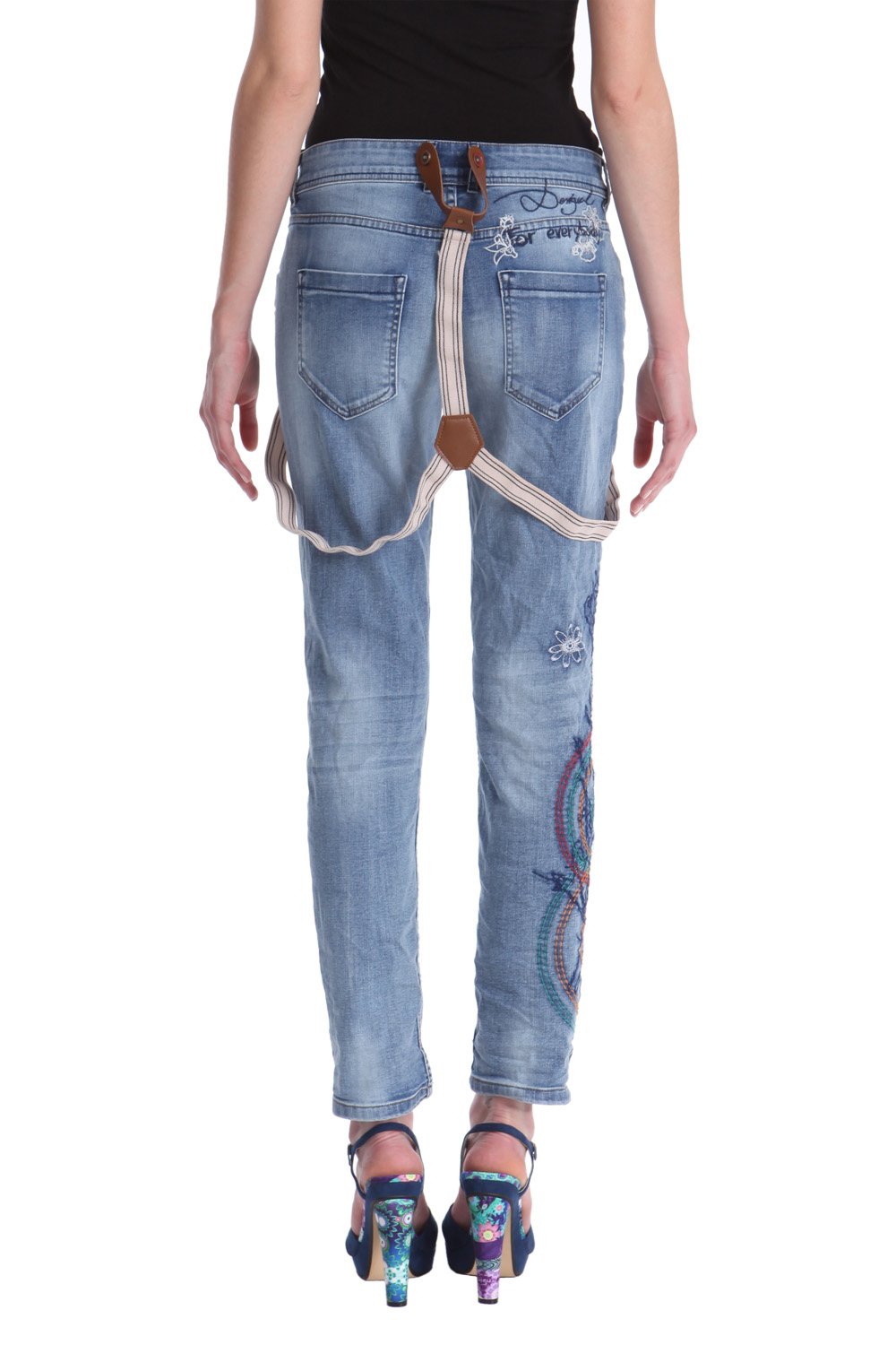 Desigual Women's Light Wash Blue Denim Long Trousers - Stylish & Comfortable High-Waisted Jeans for Casual Wear, Work & Everyday Outfits