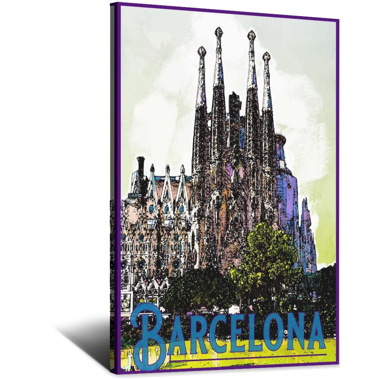 Vintage Sagrada Familia Barcelona Spain Travel Poster - 24x36 Inches (60x90cm) Canvas Wall Art for Modern Bedroom, Office & Home Decor - Perfect Gift for Travel Lovers & Art Enthusiasts | Ideal for Living Room, Study or Gallery Wall Display