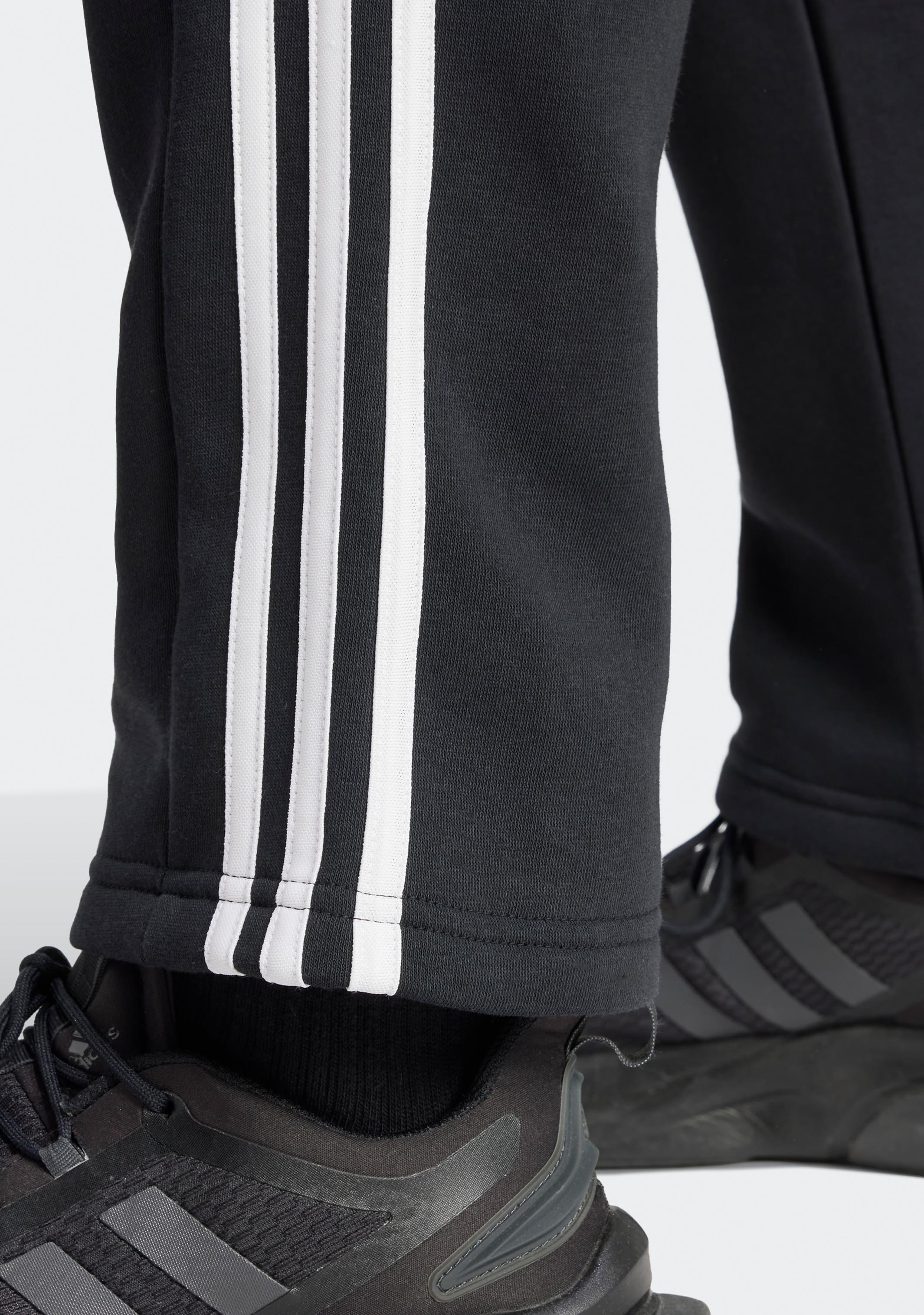 Adidas Men's Essentials 3-Stripes Open Hem Fleece Sweatpants - Comfortable Lounge Pants for Home, Gym & Casual Wear