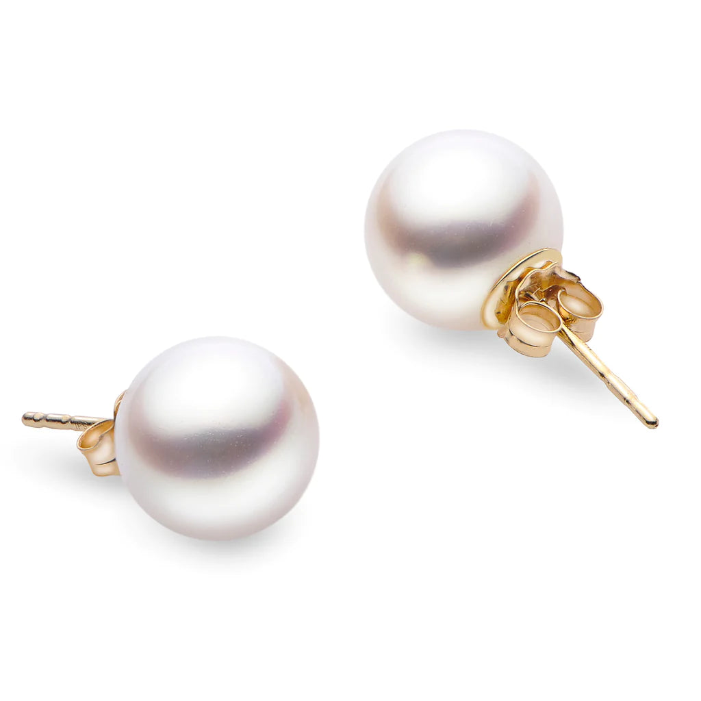 14K Gold Japanese Akoya Pearl Stud Earrings - Elegant & Timeless Jewelry for Women, Perfect for Weddings, Parties & Everyday Wear