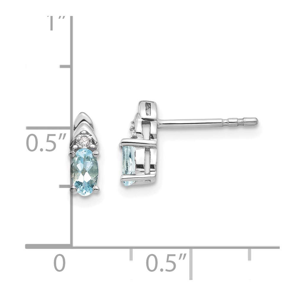 14K White Gold Aquamarine and Diamond Stud Earrings for Women - Elegant Fine Jewelry Gift for Her - Perfect for Weddings, Anniversaries & Special Occasions