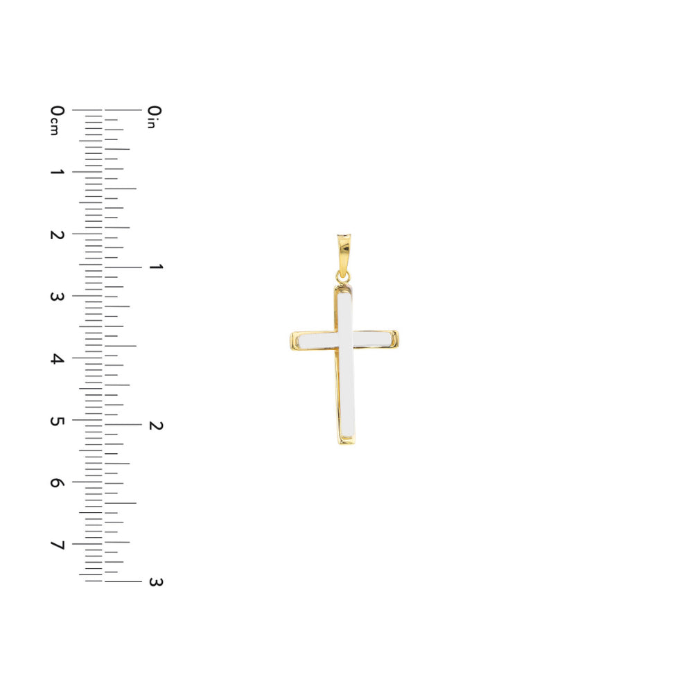 14K Two Tone Reversible Cross Pendant Necklace - Gold & Silver Religious Jewelry for Women & Men - Perfect for Gifts, Baptism, Confirmation & Everyday Wear