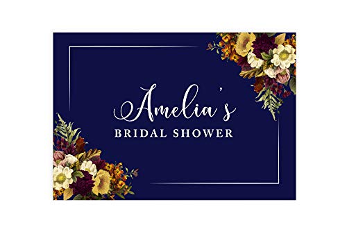 Gold Navy Blue Floral Bridal Shower