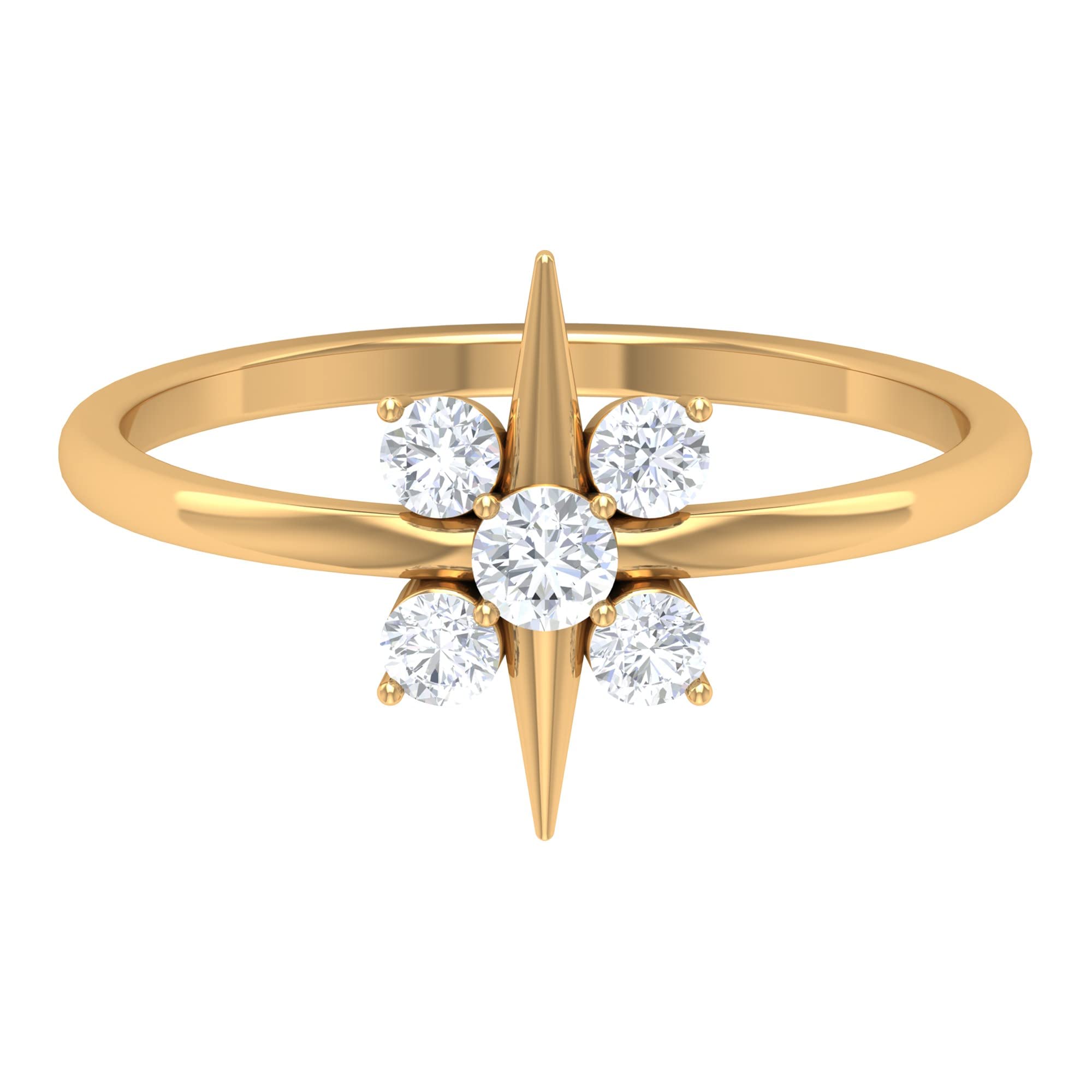 1/4 CT Natural Diamond & 14K Solid Gold Ring for Women - Certified Five Stone Diamond Engagement Ring, Wedding Band, Anniversary Gift - Elegant Jewelry for Everyday Wear & Special Occasions