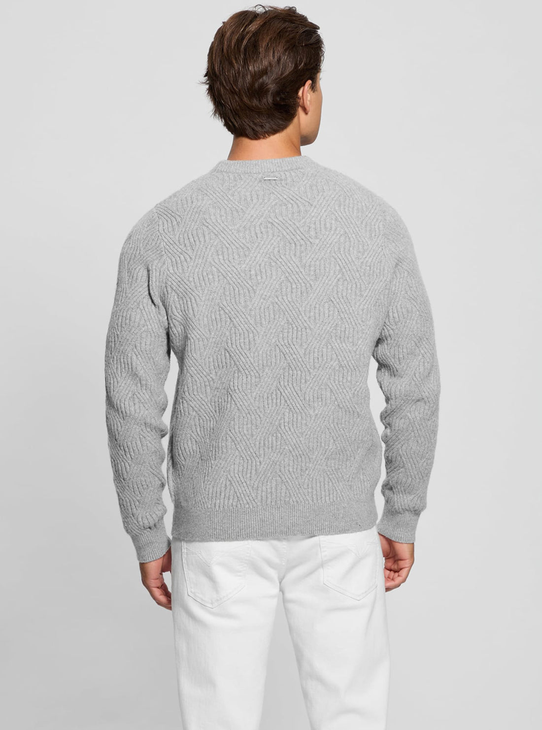 Grey Lattice Wesley Knit Jumper for Women - Stylish Winter Sweater with Lattice Design - Perfect for Casual Outfits, Office Wear & Holiday Parties