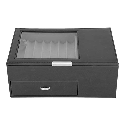 Premium Two-Tone PU Leather Pen Display Case - Double Layer Organizer for Fountain Pens, Ballpoints & Collectibles (Black) - Perfect for Office, Home Desk & Gift Giving
