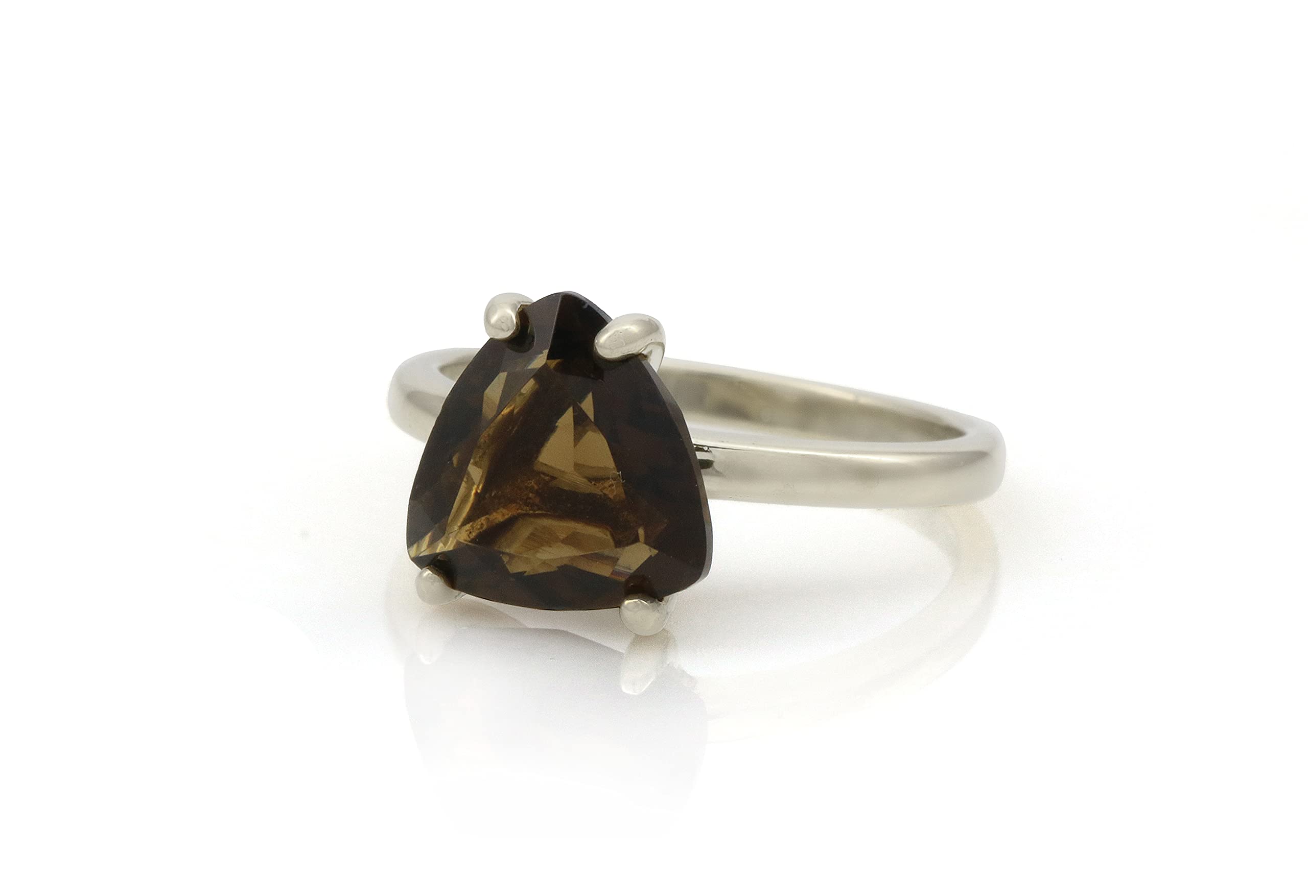 Sterling Silver Smoky Quartz Rings for Women - Handmade Gemstone Jewelry - Elegant Formal & Casual Rings with Free Jewelry Box - Perfect for Weddings, Parties & Everyday Wear