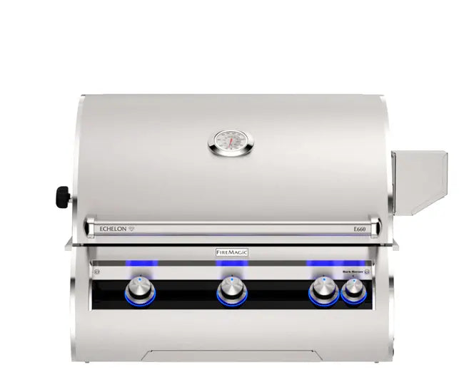 Fire Magic E660i 30-Inch 3-Burner Built-In Gas Grill with Rotisserie & Analog Thermometer - Premium Diamond Echelon Series for Outdoor Cooking, Backyard BBQs, and Patio Entertaining