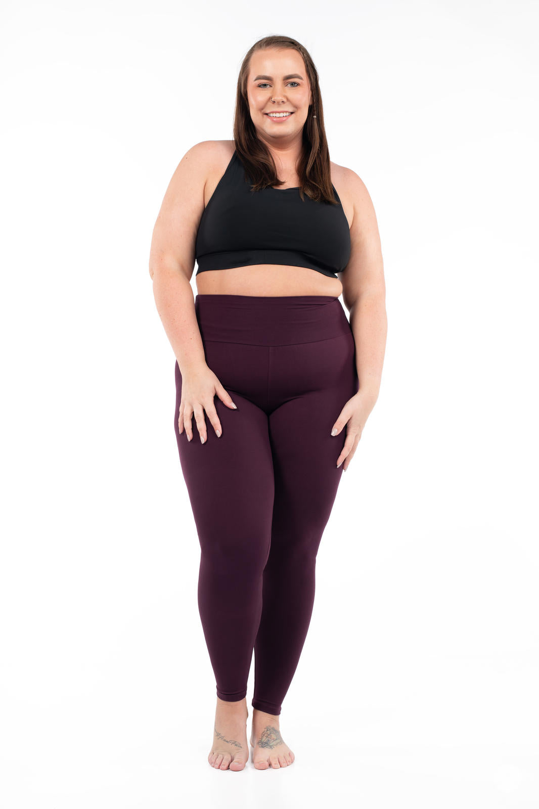Blackberry High Waisted Leggings for Women - Comfortable Tummy Control Yoga Pants - Perfect for Workouts, Running & Lounge Wear