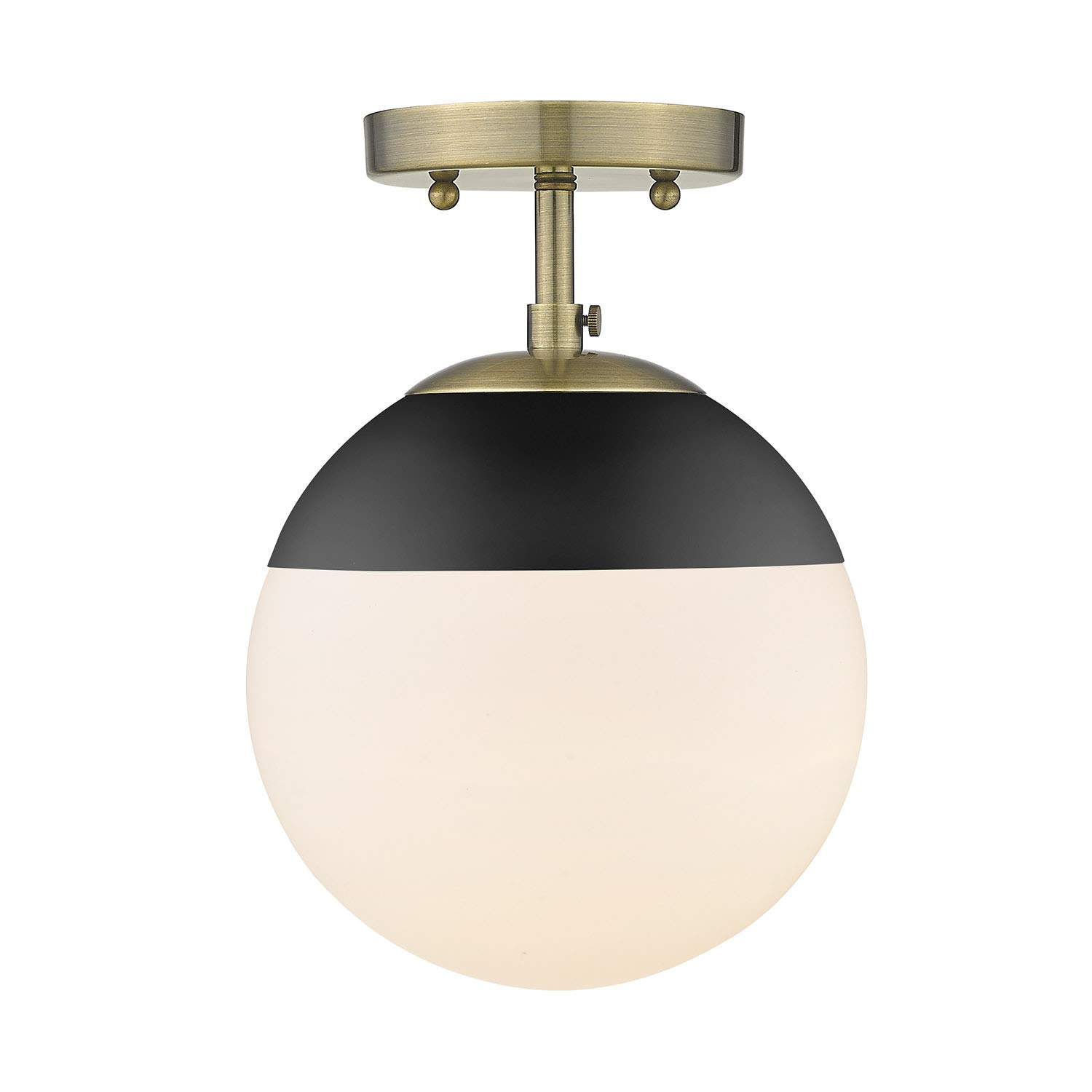 Golden Lighting 3218-SF AB-BLK Dixon Semi-Flush Ceiling Light Fixture - Aged Brass Finish - Damp Rated - Perfect for Bedroom, Kitchen, or Hallway Lighting