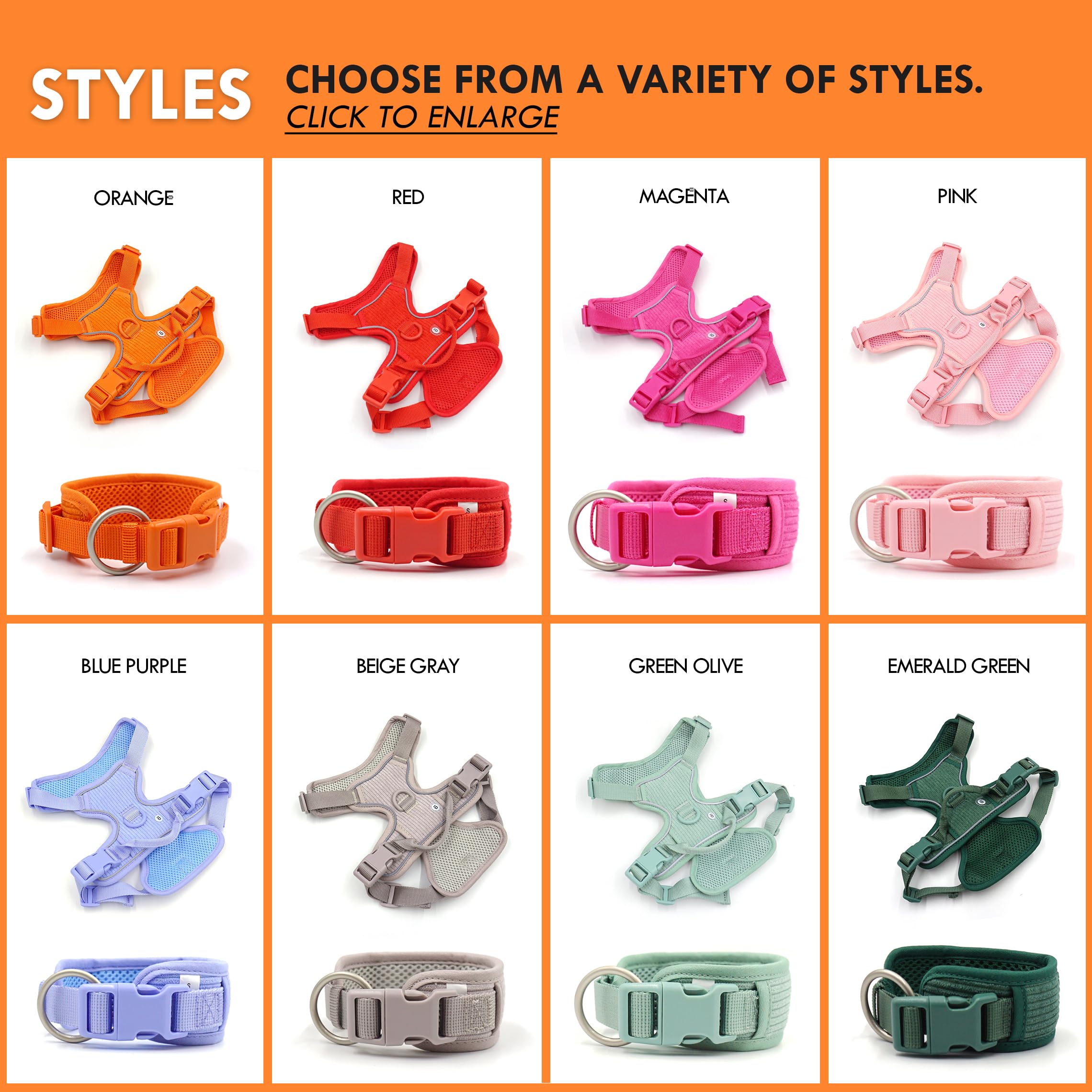 Custom Personalized Dog Harness & Leash Set with Name - Reflective No-Pull Pet Harness with Poop Bag Holder - Beige Gray Small Orange for Walking, Training & Outdoor Adventures