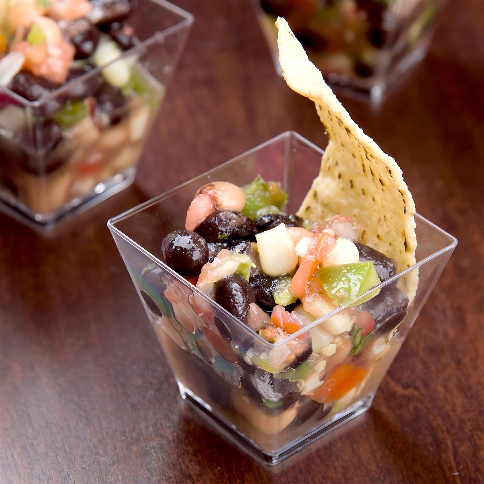 Fineline Settings 20-Count Tiny 2oz Clear Plastic Cube Cups - Perfect for Party Snacks, Desserts, Candy, Ice Cream & Appetizers - Disposable Mini Containers for Events, Catering & Home Use