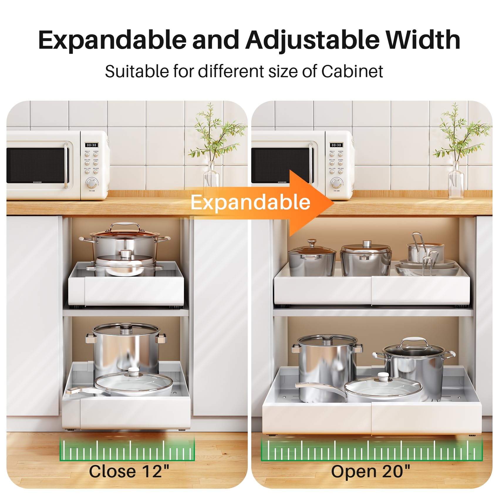 Heavy Duty Pull Out Cabinet Organizer - Expandable 12
