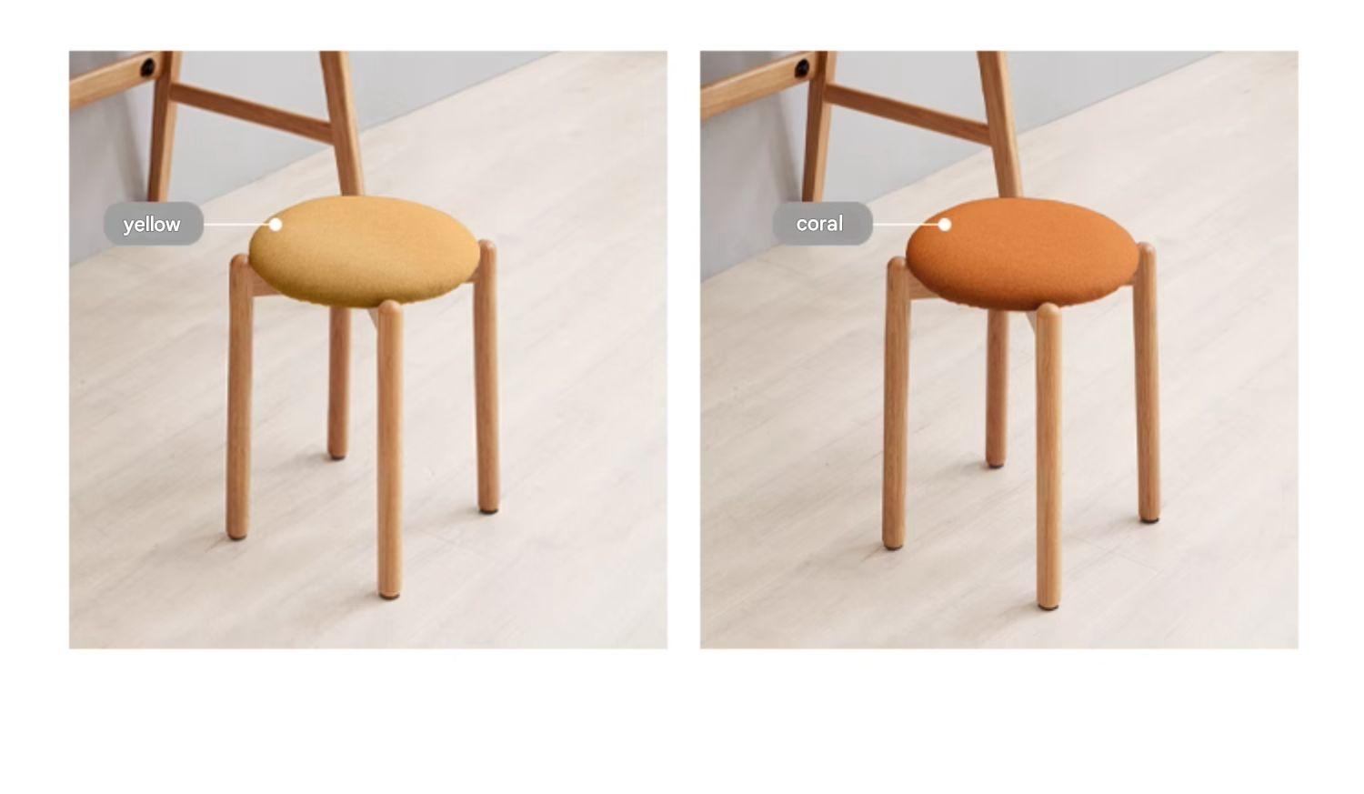 Solid Oak Wood Makeup Stool - Durable & Stylish Vanity Seat for Bedroom, Bathroom, or Dressing Room