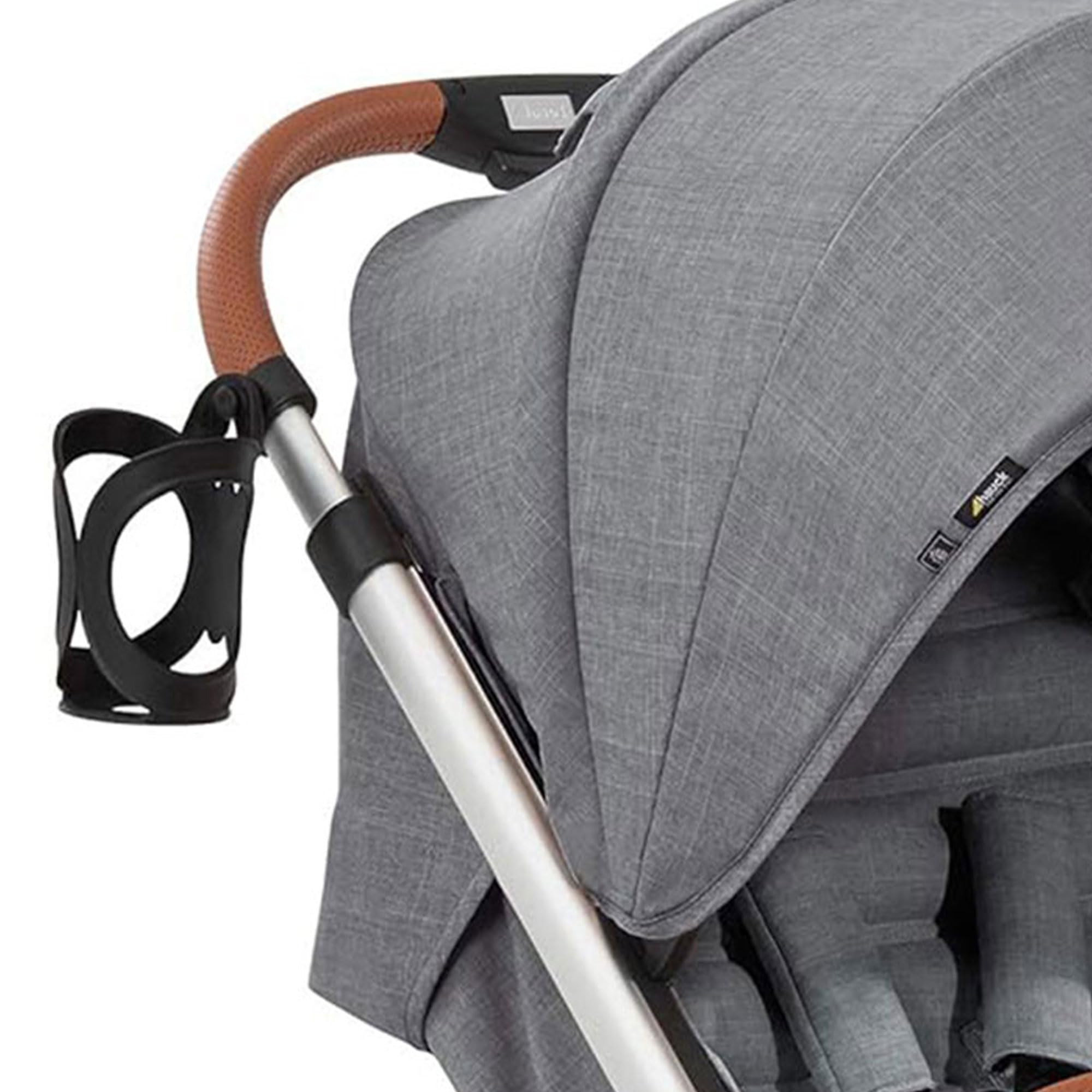 Hauck Uptown Deluxe Stroller - One-Hand Compact Fold, Fully Reclining Seat, Adjustable Handle Height, Cup Holder, 55 lbs Weight Limit - Melange Grey | Perfect for City Walks, Shopping & Travel with Baby