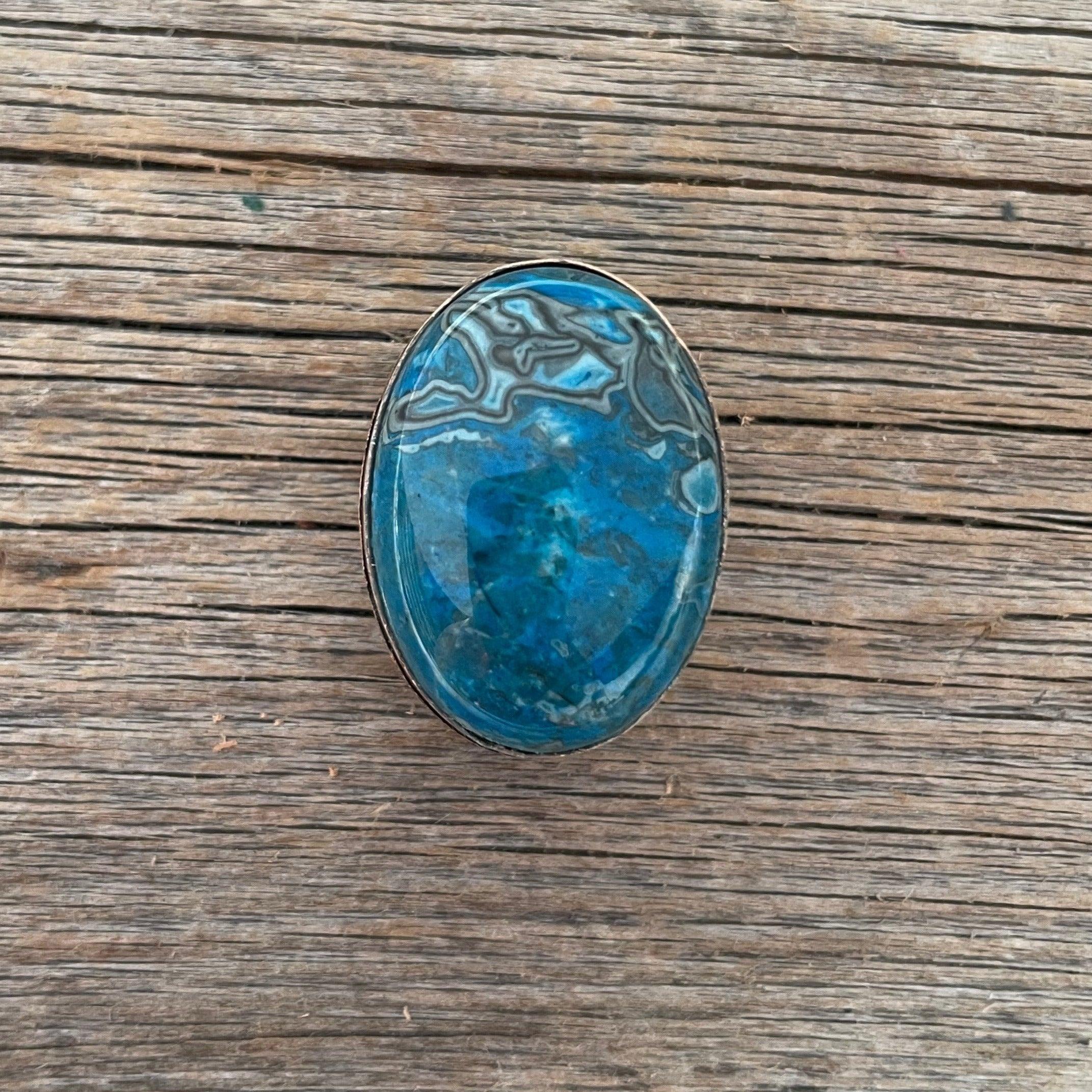 Blue Cabochon Western Concho Belt Buckle - 1.5