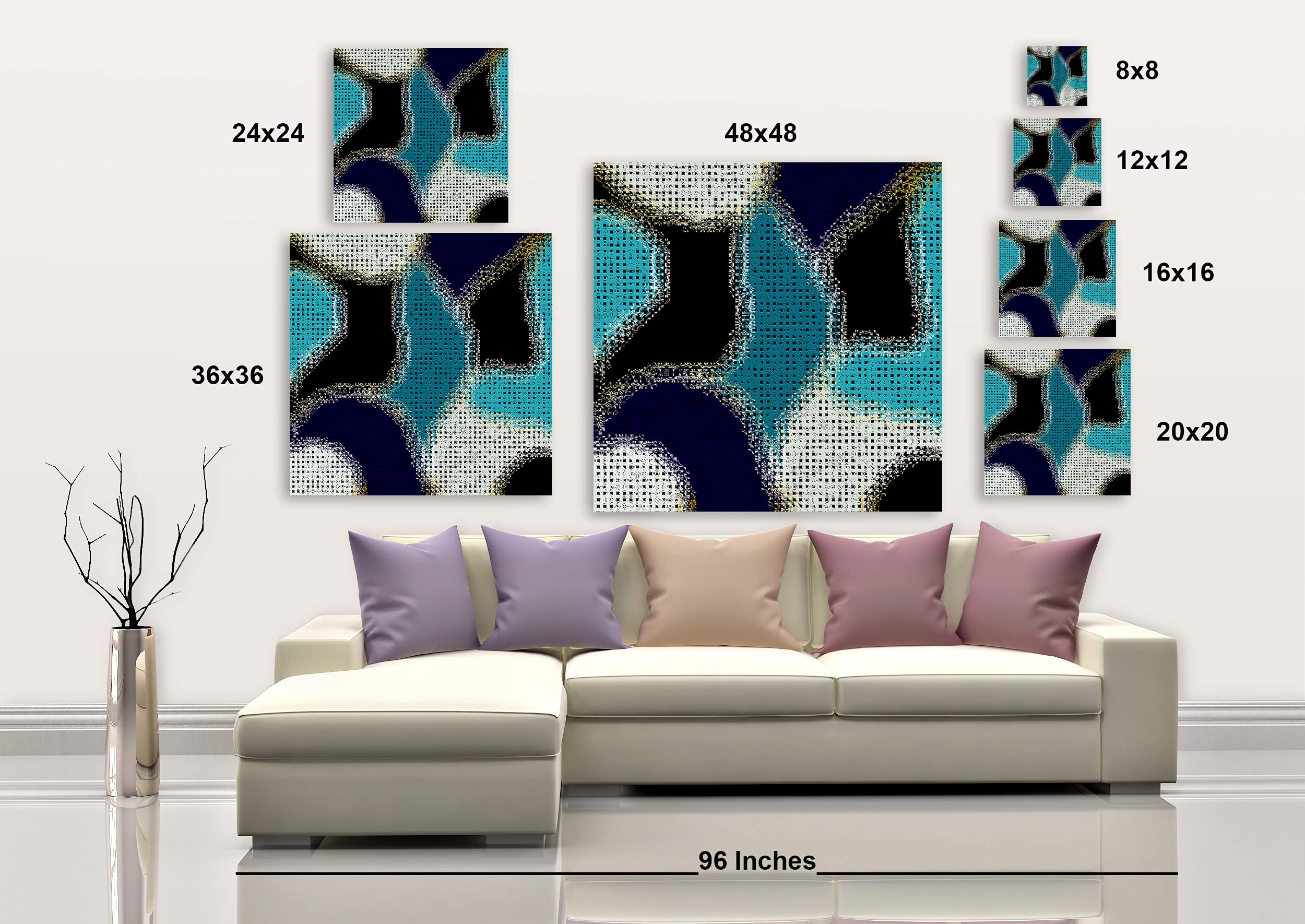 Armen Living Abstract Mosaic 547 Square Wrapped Canvas Wall Art Print - 16x16 Inches Modern Home Decor for Living Room, Bedroom & Office