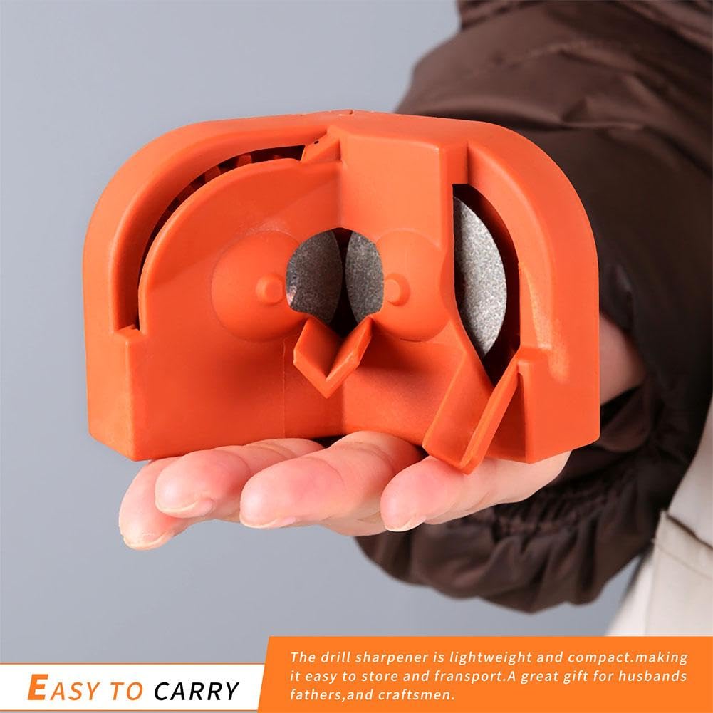 High-Speed Steel Drill Bit Sharpener - Portable Twist Drill Grinder for Masonry, Carbide, Cobalt & Tin-Coated Bits (1pc, Orange) - Perfect for DIY, Woodworking & Metalworking Projects