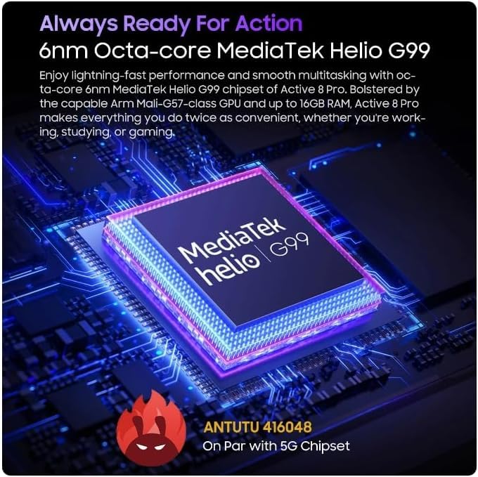 NEUJD Blackvie Active 8 Pro Tablet PC - 10.36 Inch 2.4K Android 13 Tablet with Helio G99 Octa Core, 8GB RAM 256GB Storage, 48MP Camera, 22000mAh Battery & 33W Fast Charging (Black) - Perfect for Work, Gaming, and Entertainment On The Go